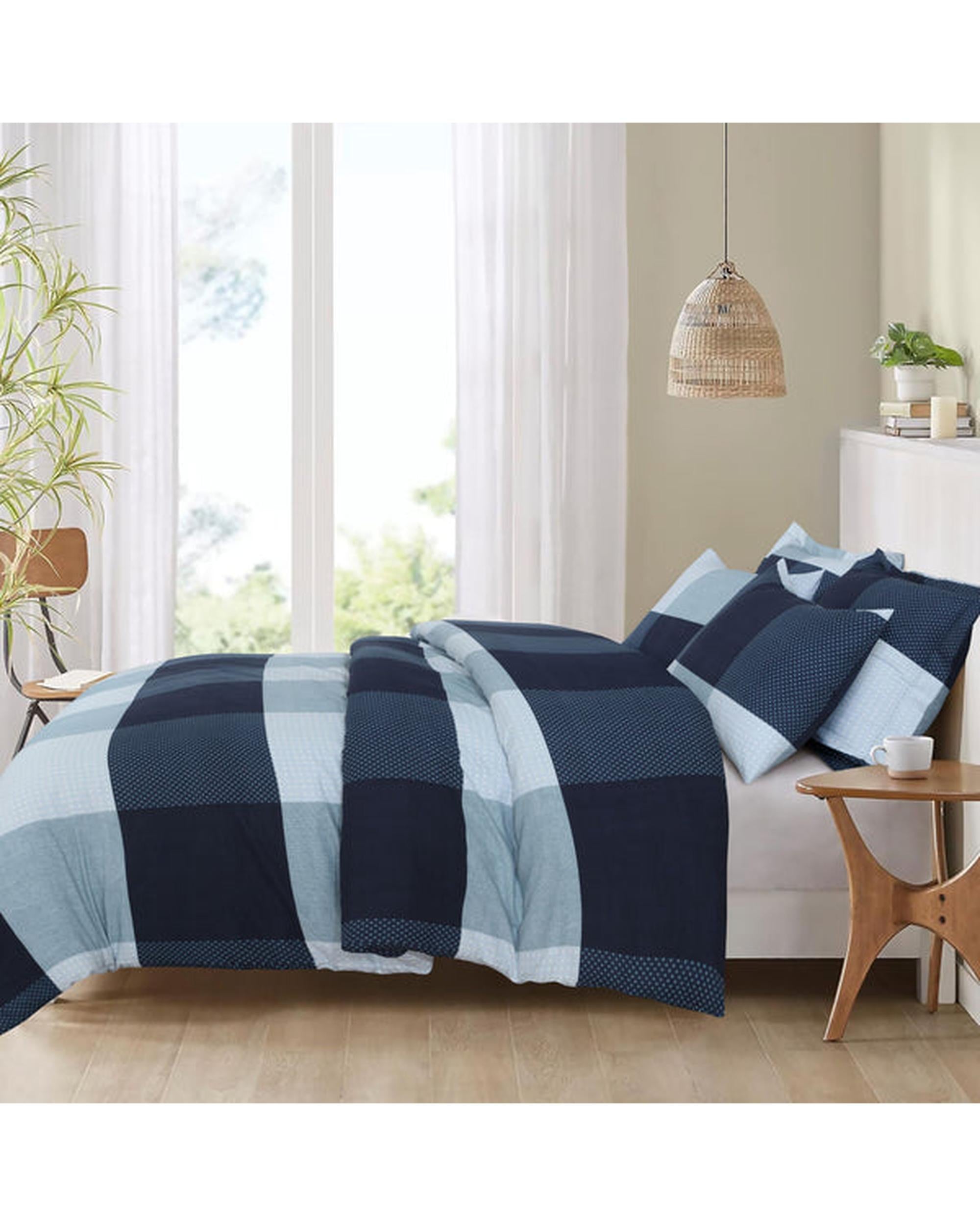 Amsons Quilt Cover Set - Blue Check