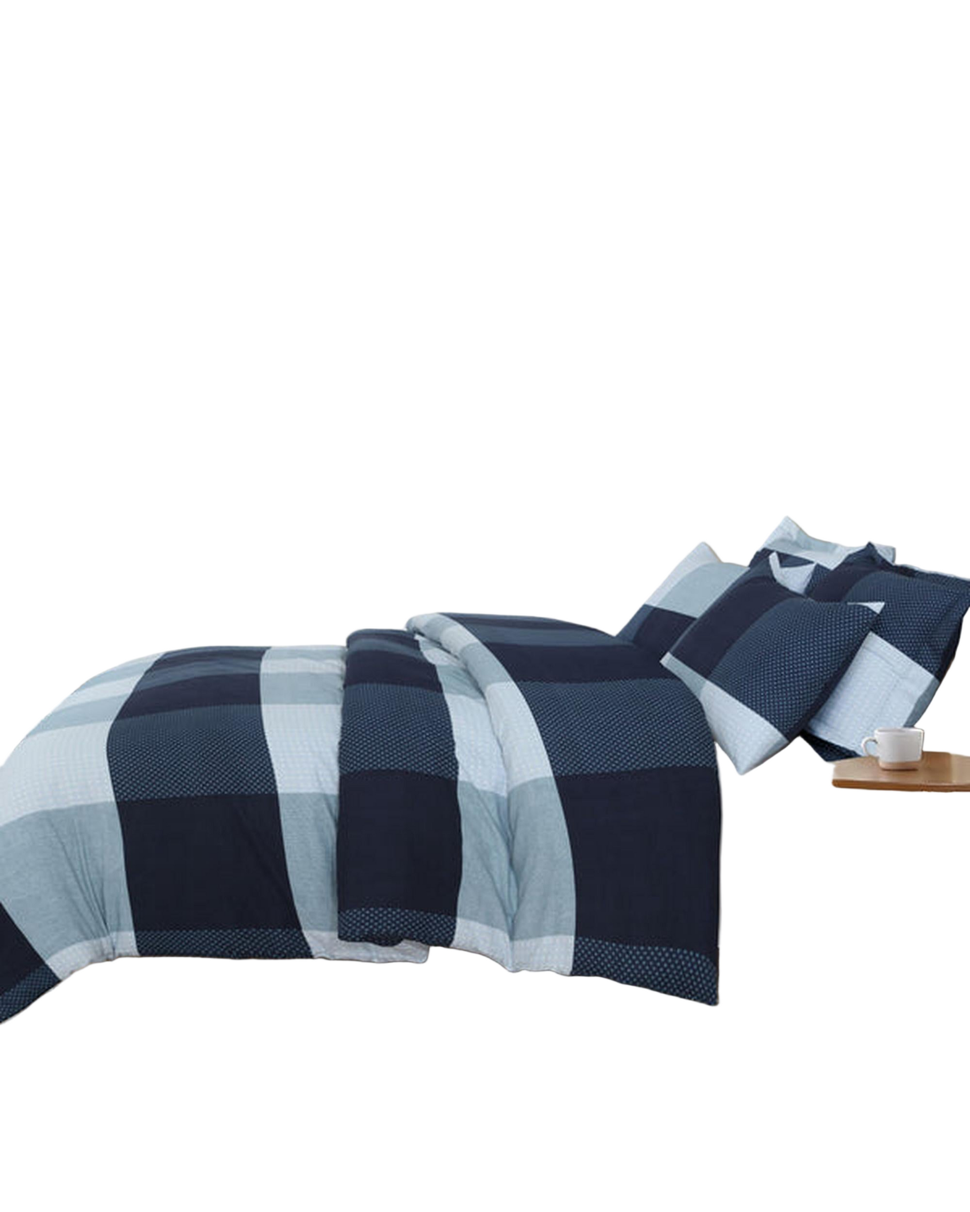 Amsons Quilt Cover Set - Blue Check Amsons