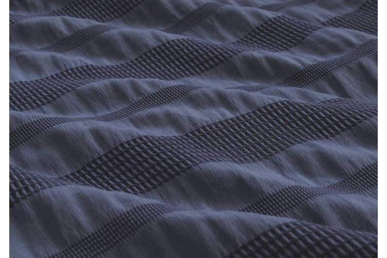 ARDOR BOUDOIR "Lisbon" SEERSUCKER QUILT COVER SET - INDIGO Ardor Bedding