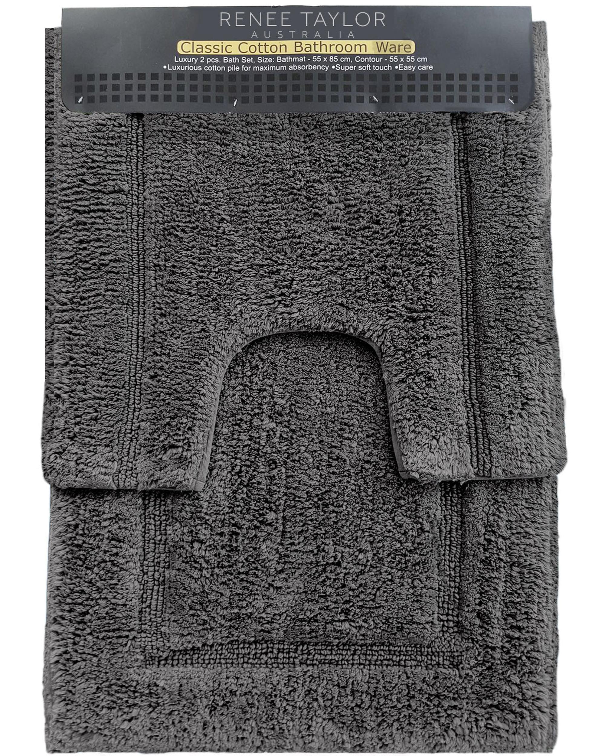 Renee Taylor 2 Piece 2200 GSM Tufted Bath Mat Set - NIKEL Renee Taylor