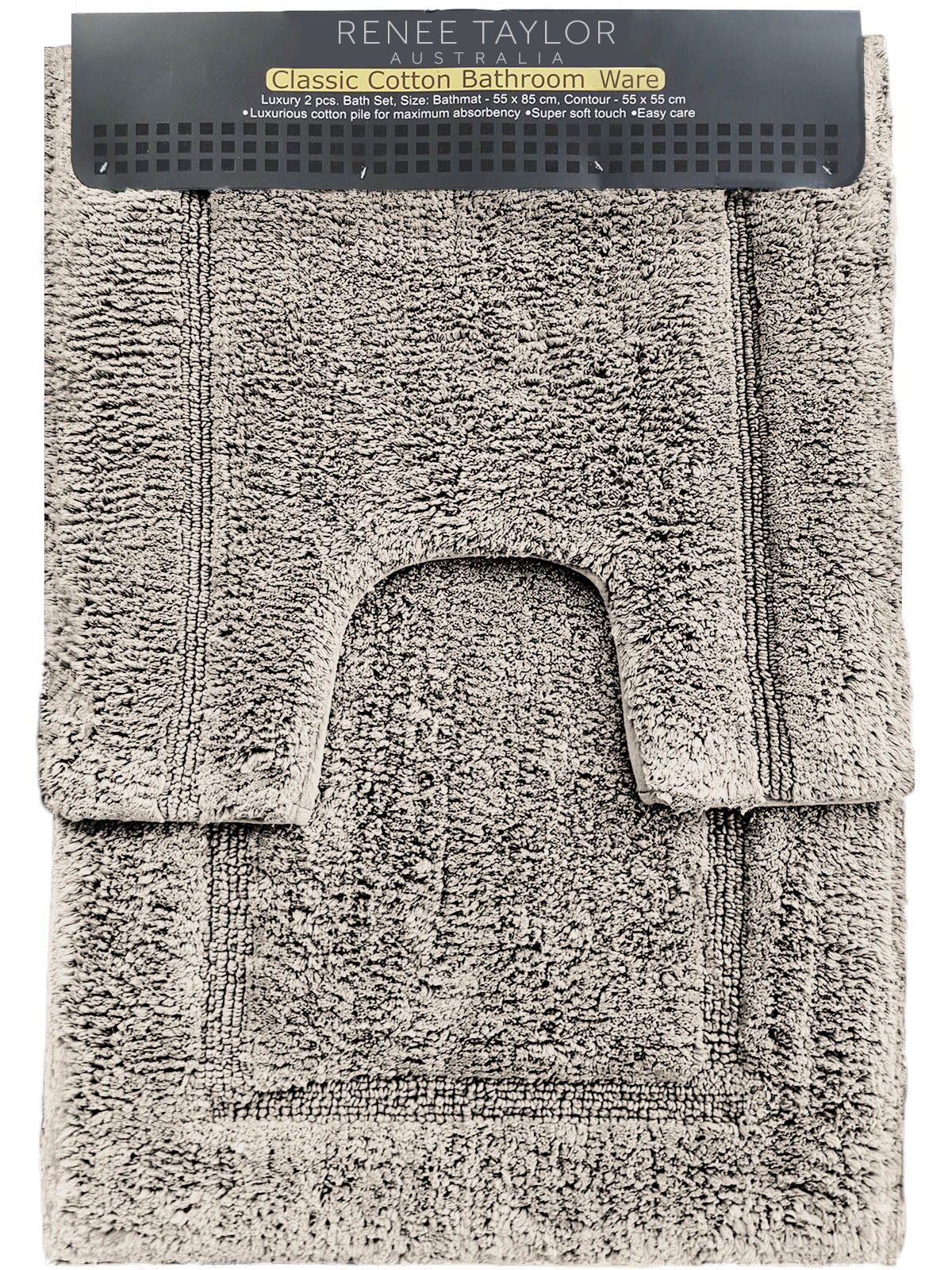 Renee Taylor 2 Piece 2200 GSM Tufted Bath Mat Set - LINEN Renee Taylor