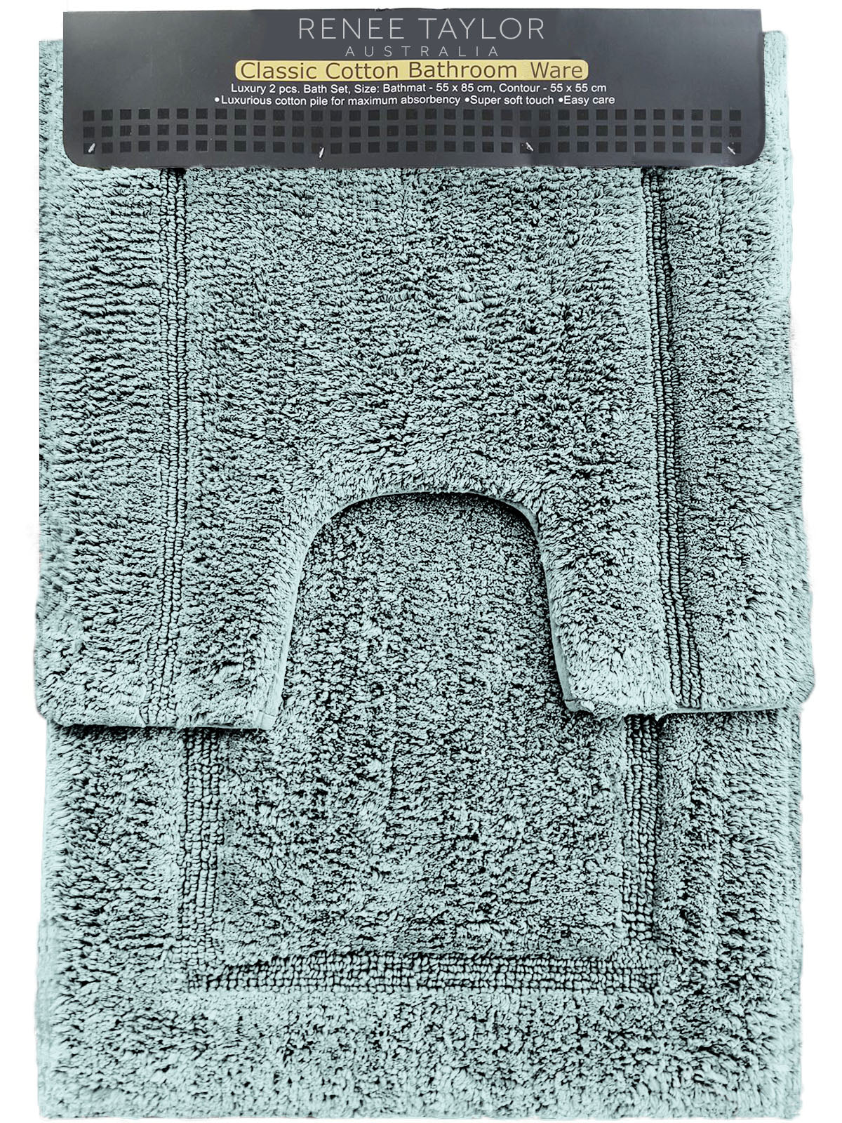 Renee Taylor 2 Piece 2200 GSM Tufted Bath Mat Set - GRAY MIST Renee Taylor