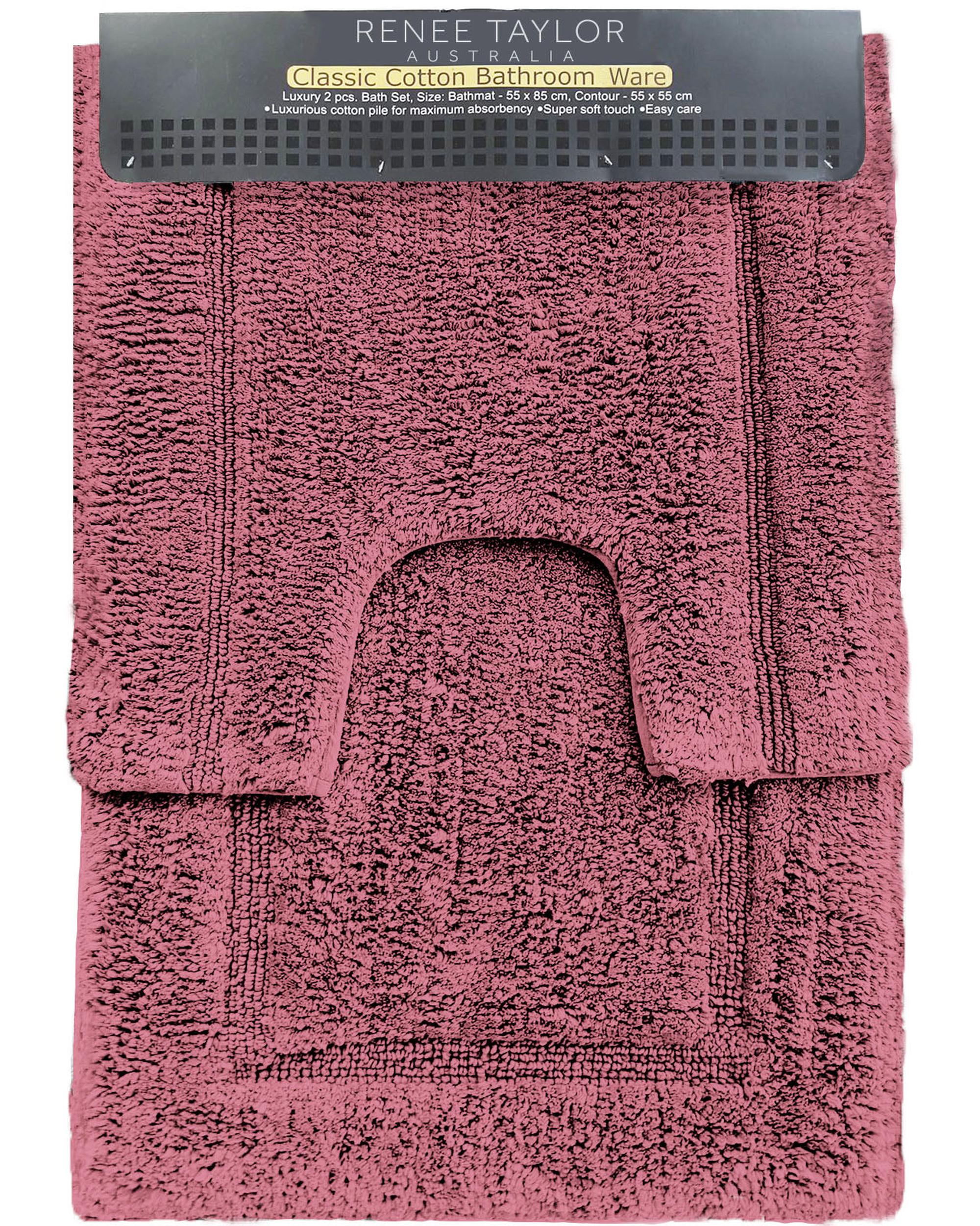 Renee Taylor 2 Piece 2200 GSM Tufted Bath Mat Set - ROSEBUD Renee Taylor