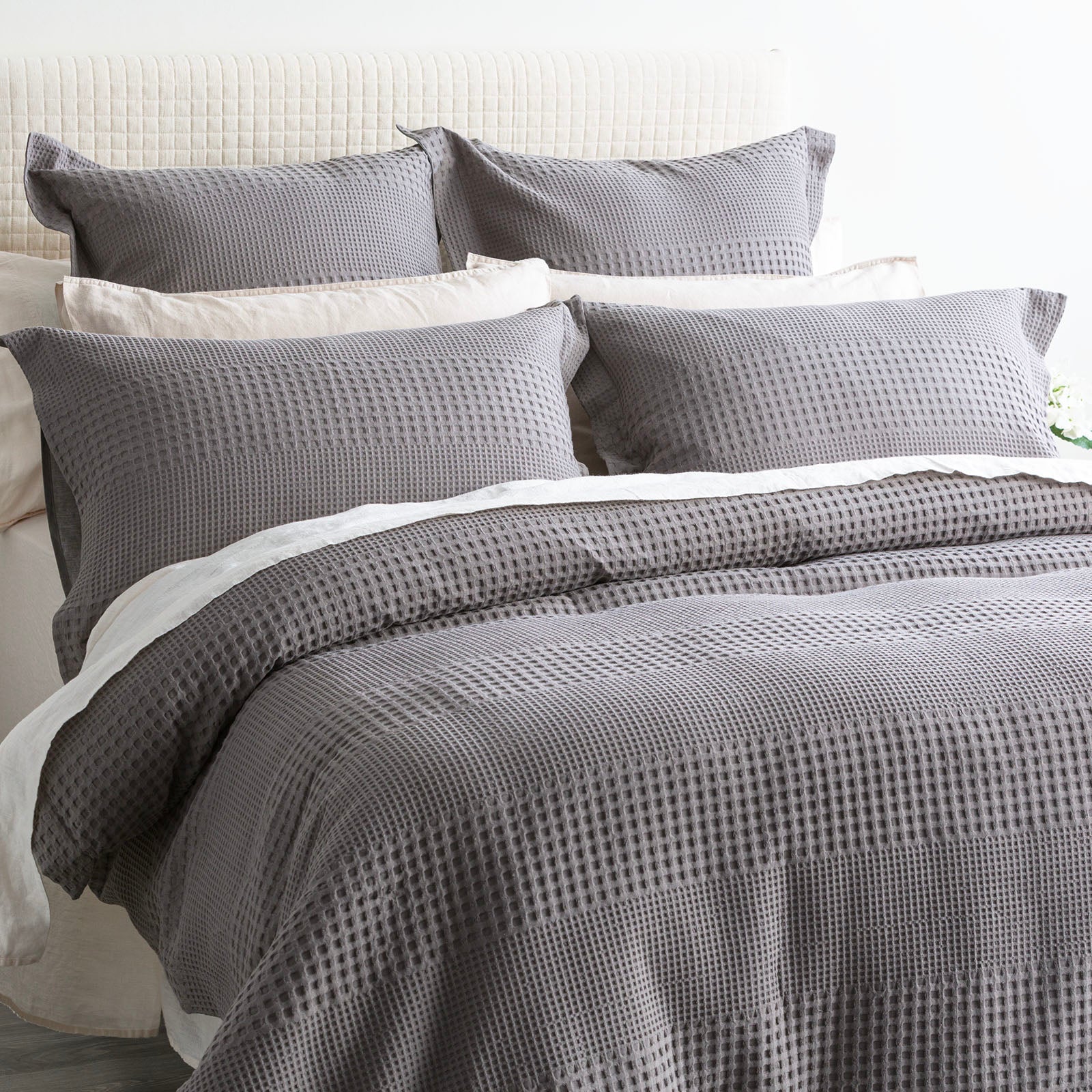 Renee Taylor Elegance Waffle Cotton Jacquard Quilt Cover Set - FOSSIL Renee Taylor