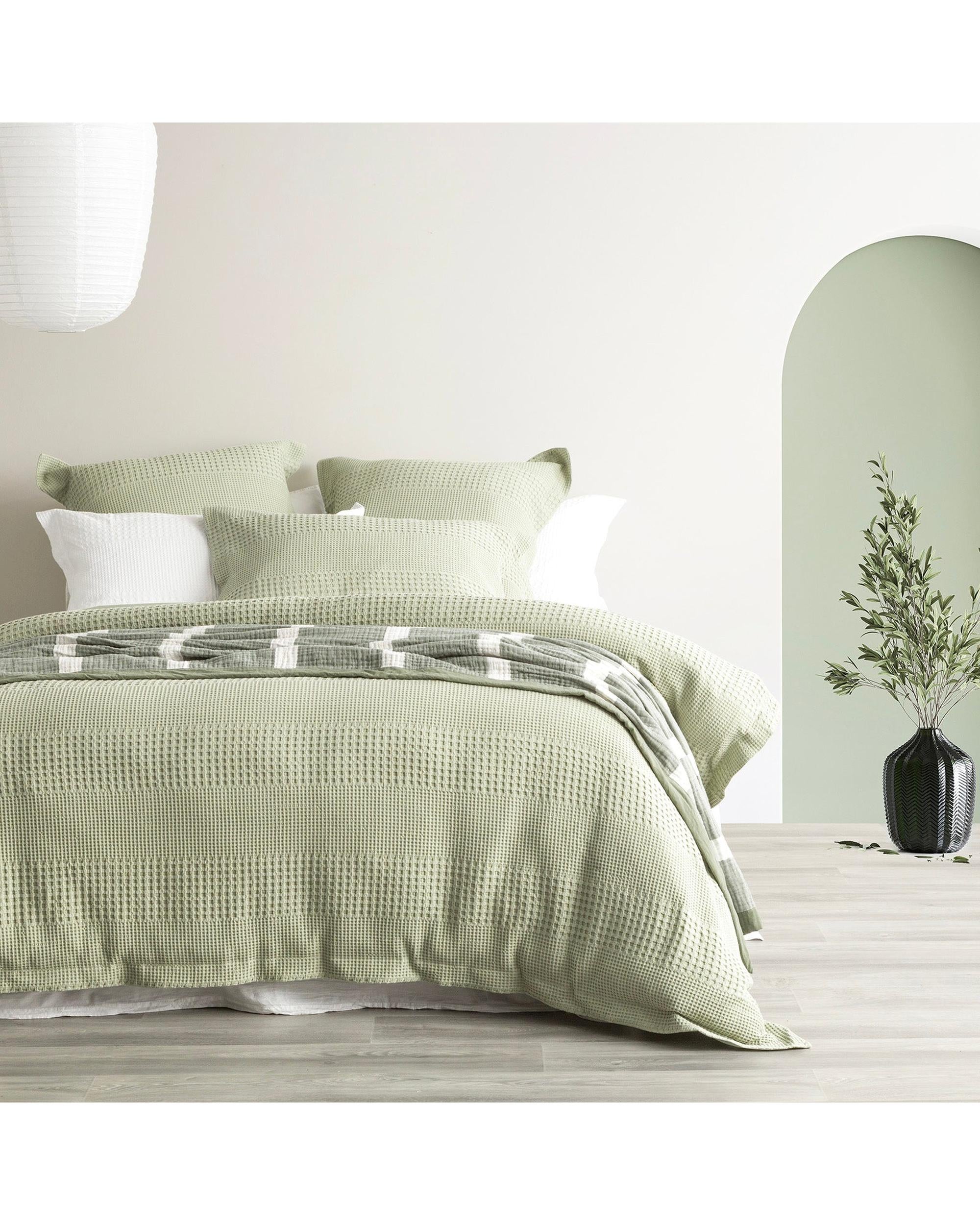 Renee Taylor Elegance Waffle Cotton Jacquard Quilt Cover Set - MOSS Renee Taylor