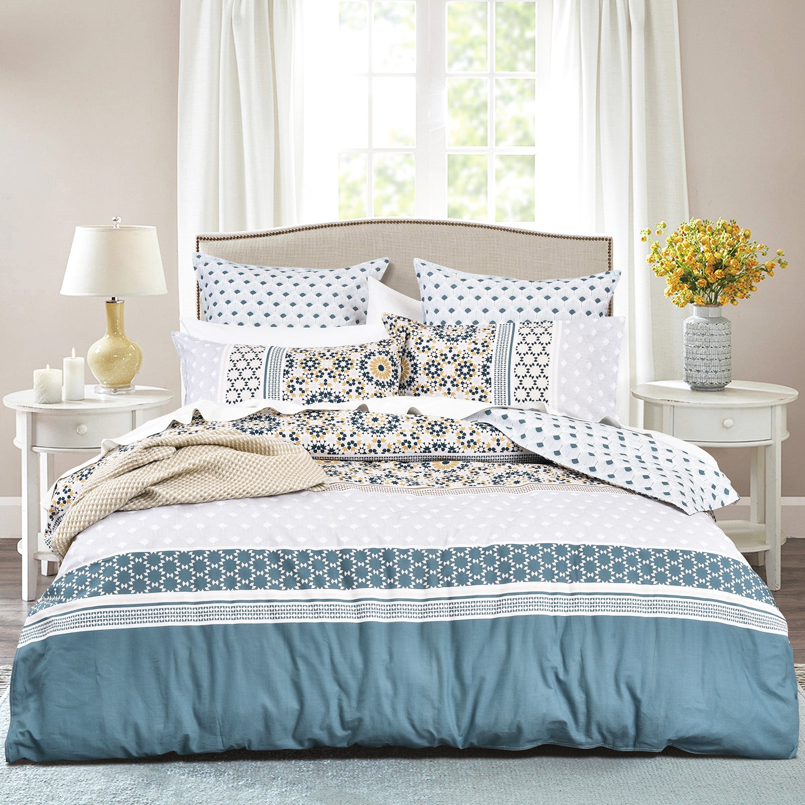 Renee Taylor 300 TC Cotton Reversible Quilt Cover Sets - Benitta Renee Taylor