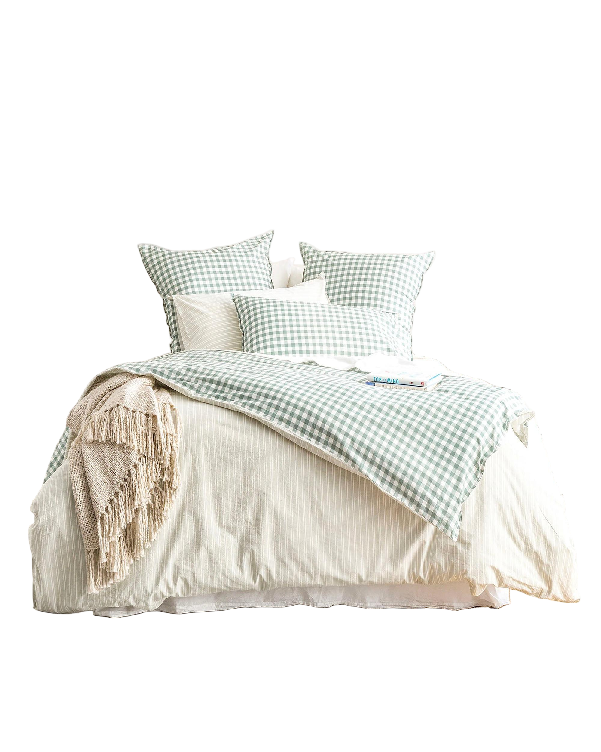 Renee Taylor Alison Yarn Dyed Cotton Reversible Quilt cover sets - Forest Renee Taylor