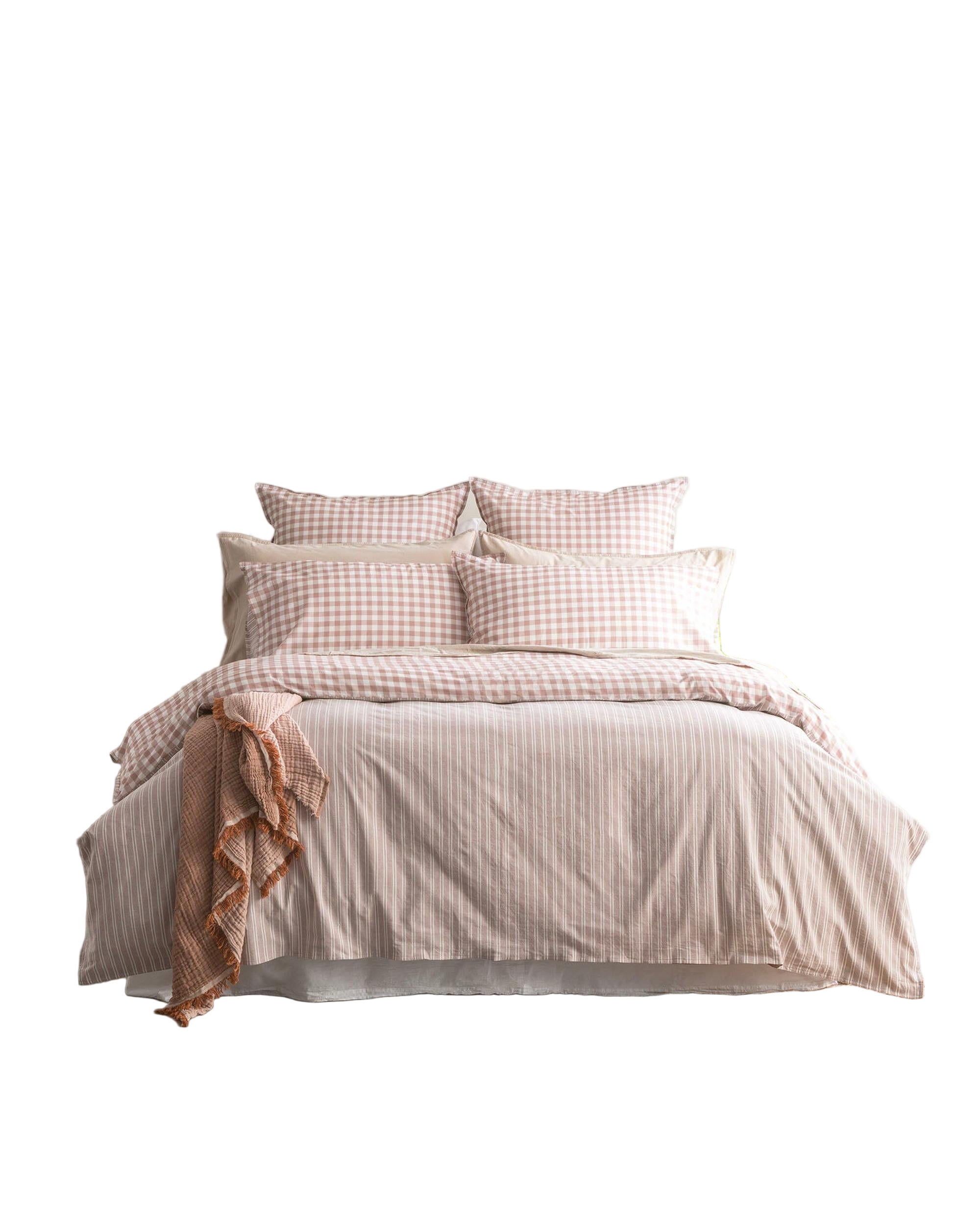 Renee Taylor Alison Yarn Dyed Cotton Reversible Quilt cover sets - Clay Renee Taylor