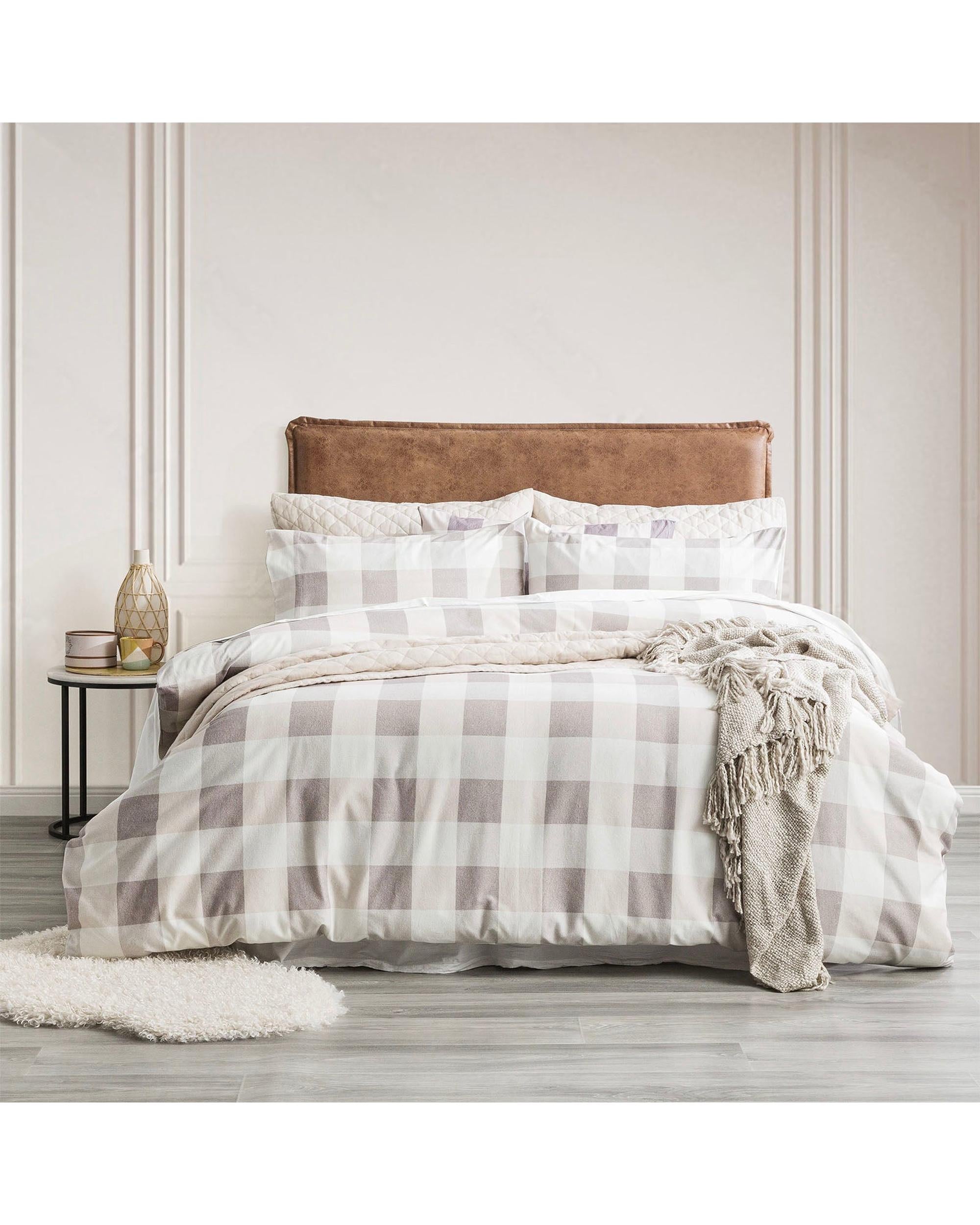 Park Avenue 175 GSM Egyptian Cotton Flannelette Quilt Cover Set Single Buffalo Checks Park Avenue