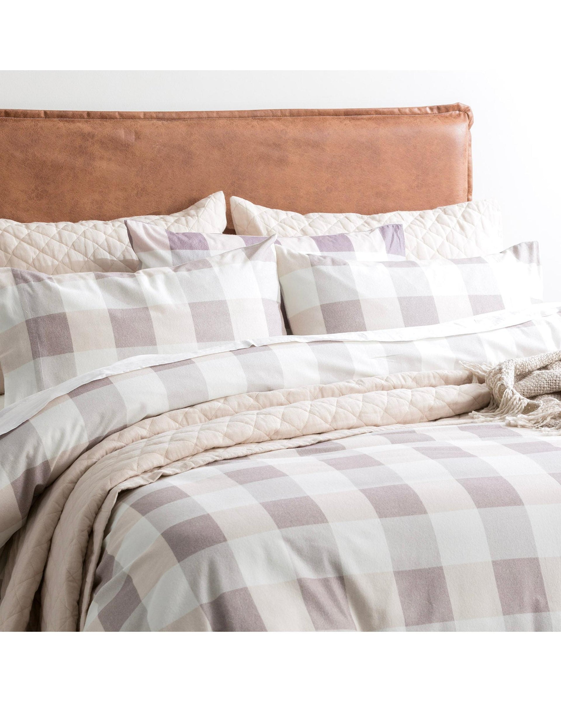 Park Avenue 175 GSM Egyptian Cotton Flannelette Quilt Cover Set Single Buffalo Checks Park Avenue