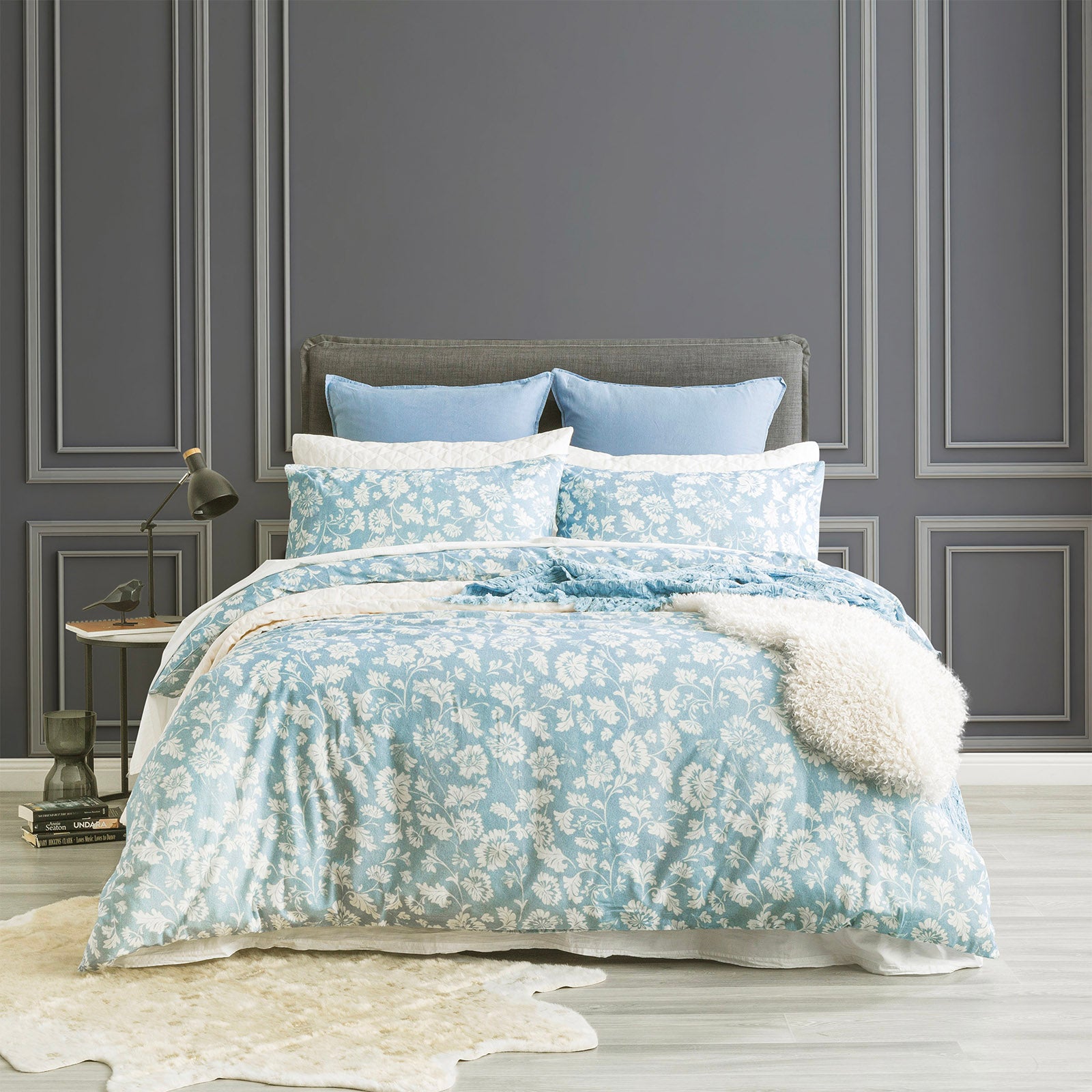 Park Avenue 175 GSM Egyptian Cotton Flannelette Quilt Cover Set - PERRY Park Avenue