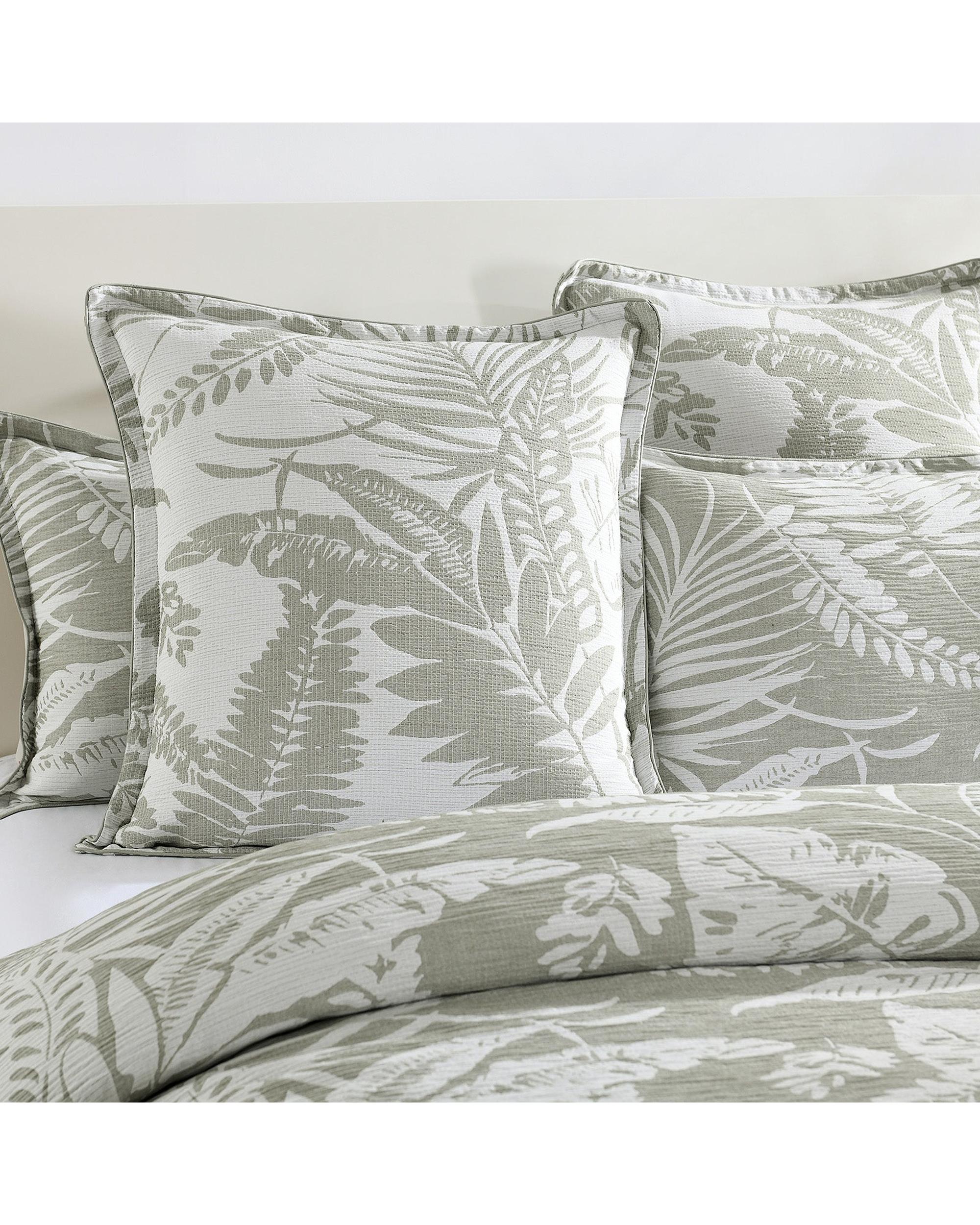 Renee Taylor Palm Tree Jacquard Quilt Cover Set - Sage Green Renee Taylor
