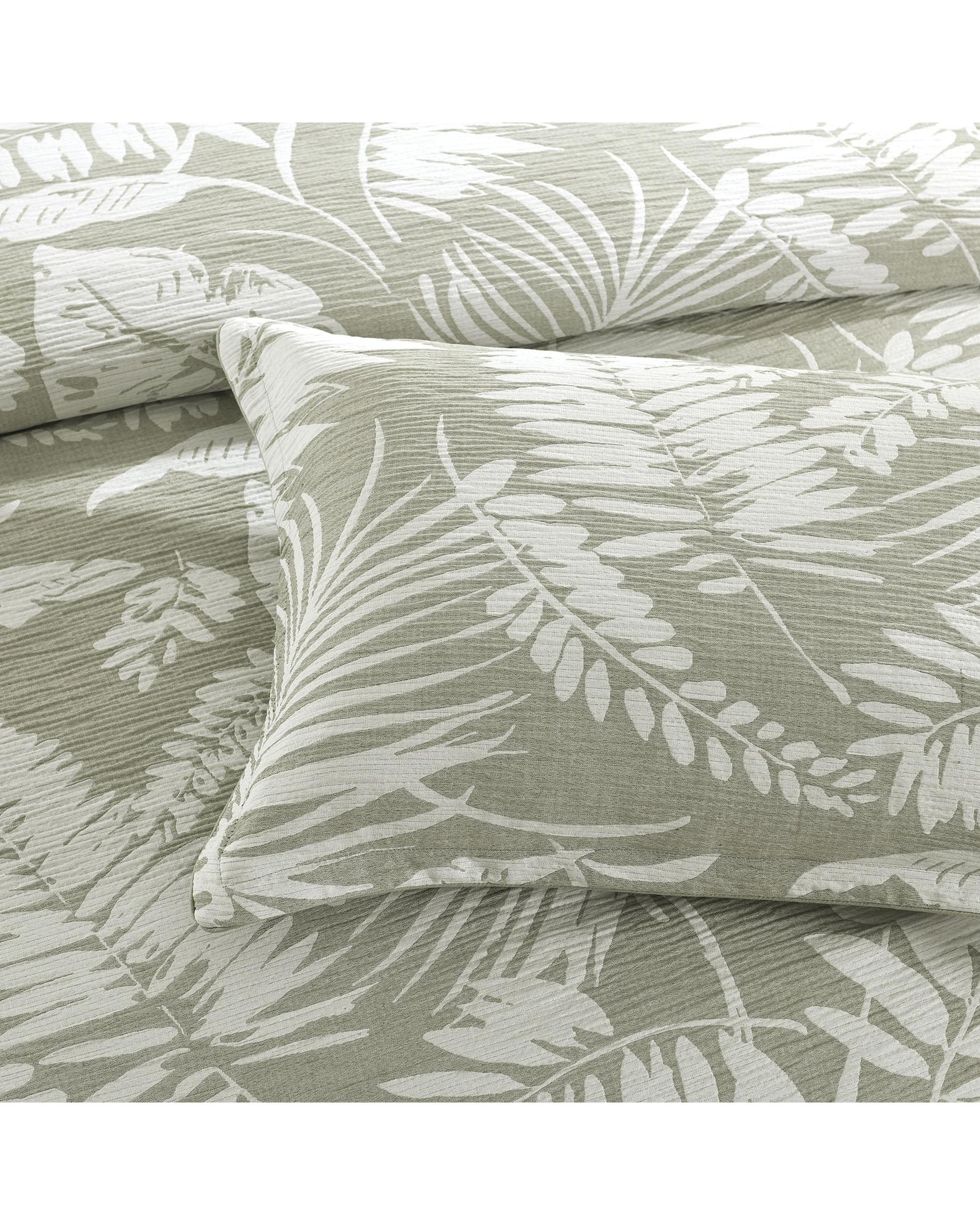 Renee Taylor Palm Tree Jacquard Quilt Cover Set - Sage Green Renee Taylor