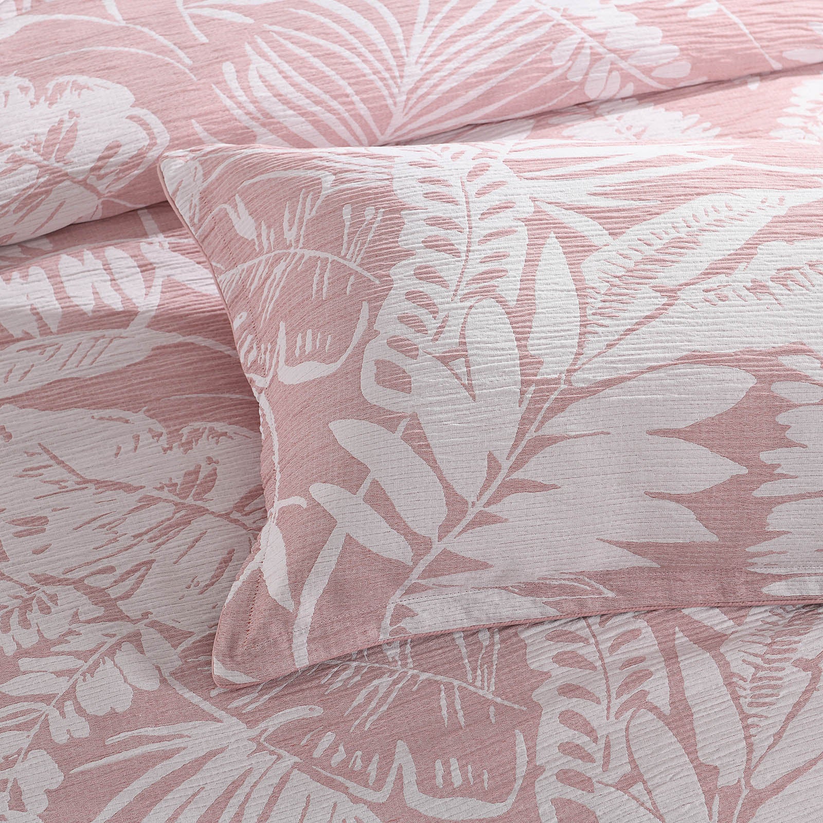 Renee Taylor Palm Tree Jacquard Quilt Cover Set Clay Renee Taylor