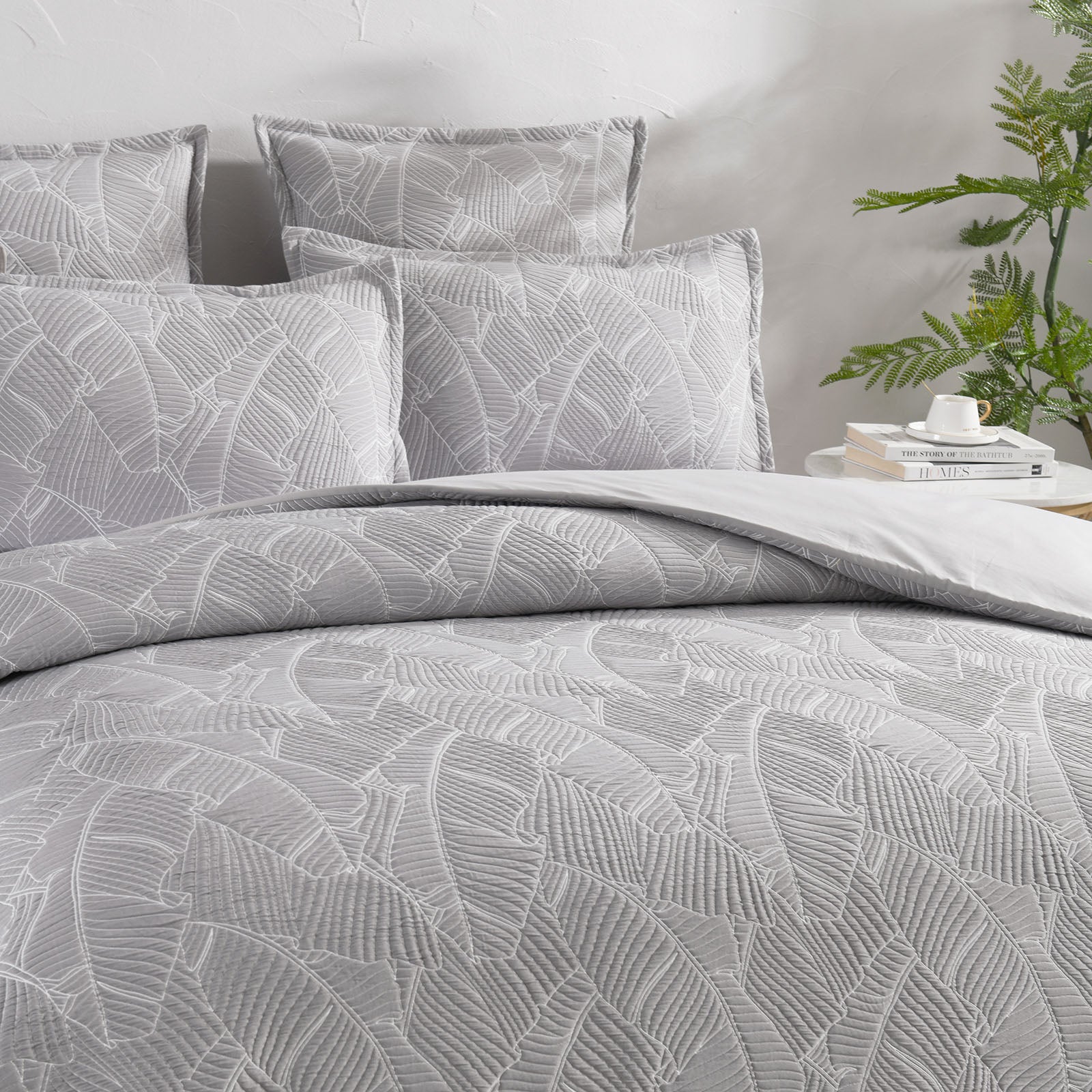 Renee Taylor Bengali Jacquard Quilt cover Set - Silver Renee Taylor