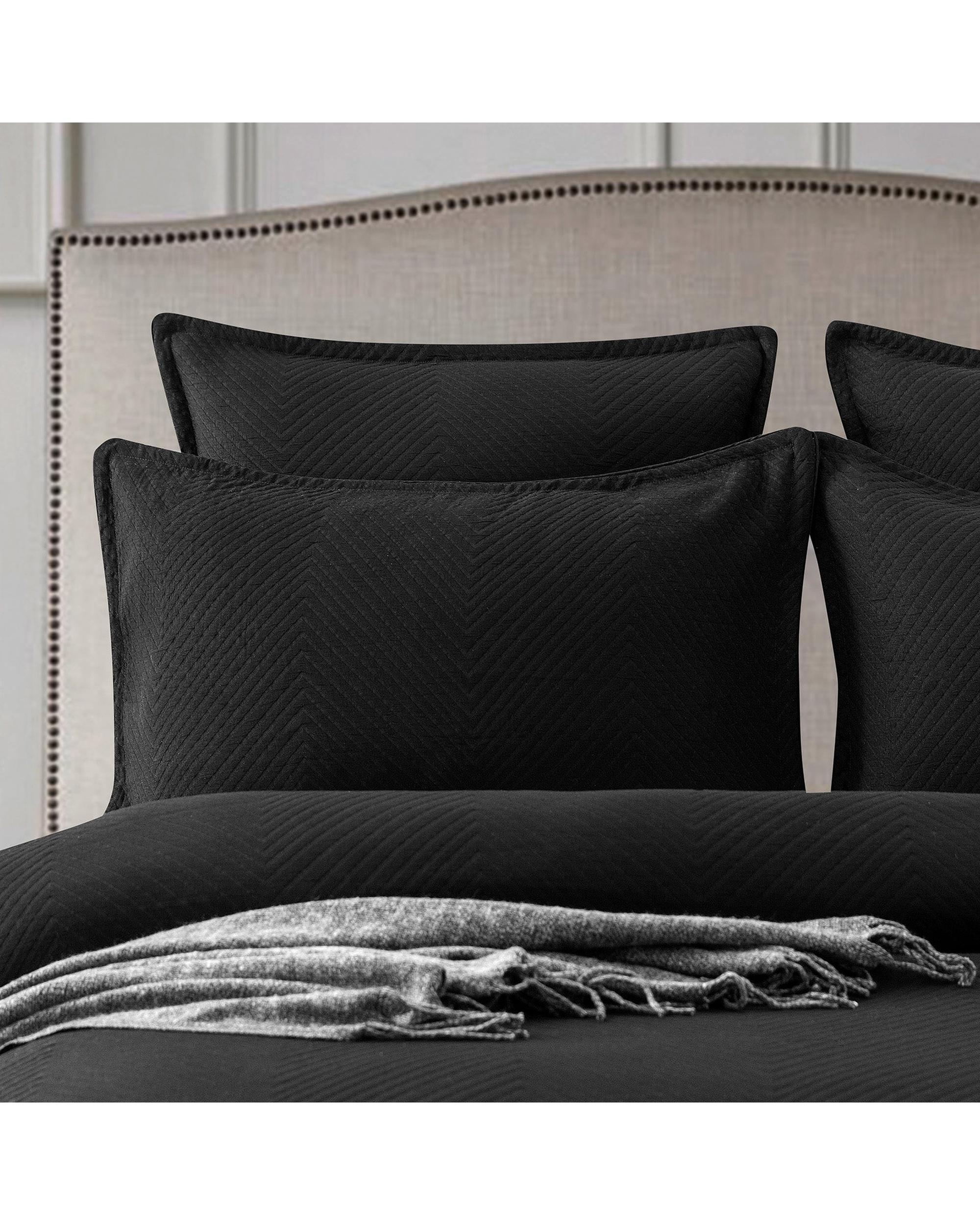 Renee Taylor Chevron Jacquard Quilt Cover Set Black Renee Taylor