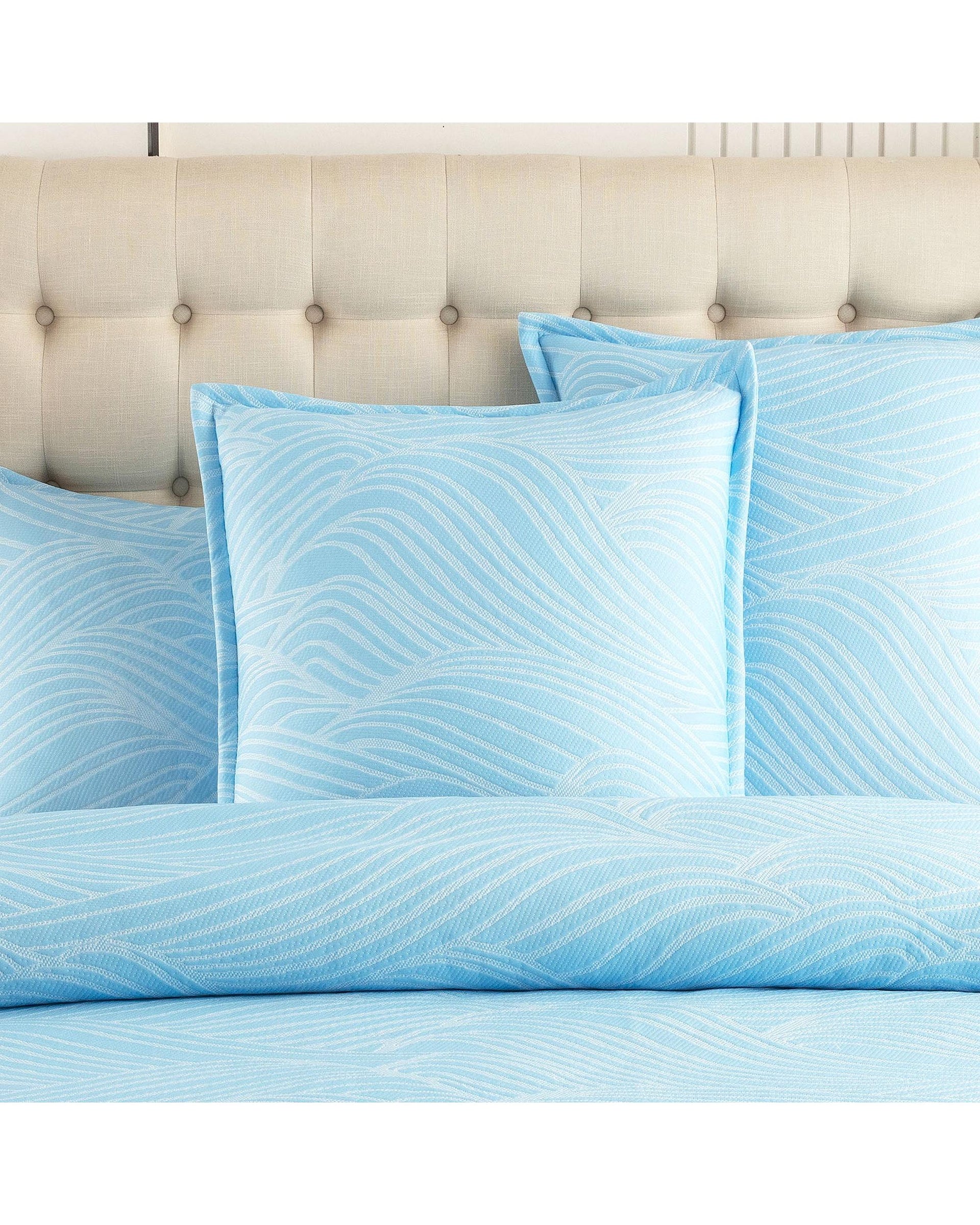 Renee Taylor Oscillate Jacquard Quilt Cover Set Sky Renee Taylor