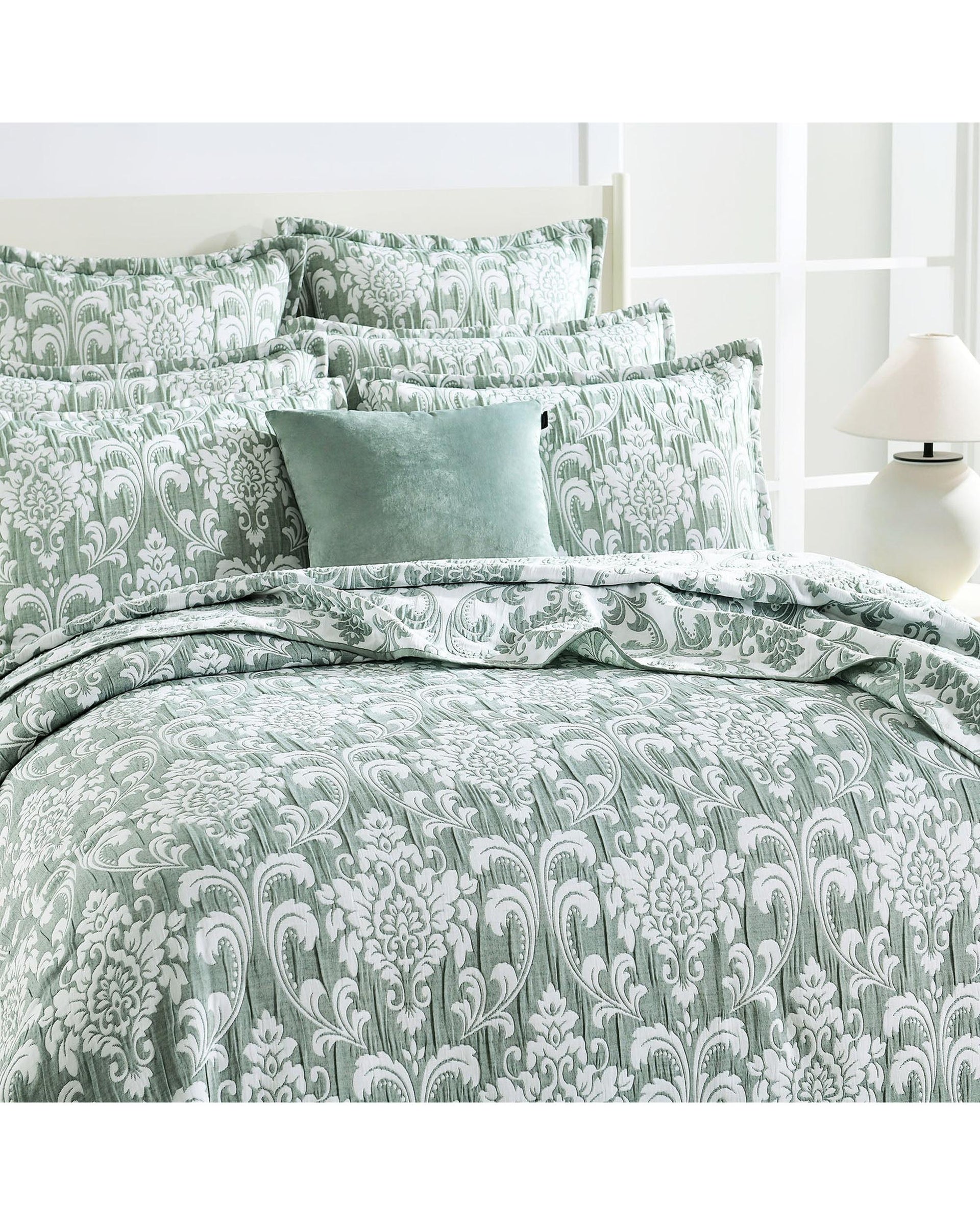 Renee Taylor Scallop Jacquard Coverlet Set - JADE Renee Taylor