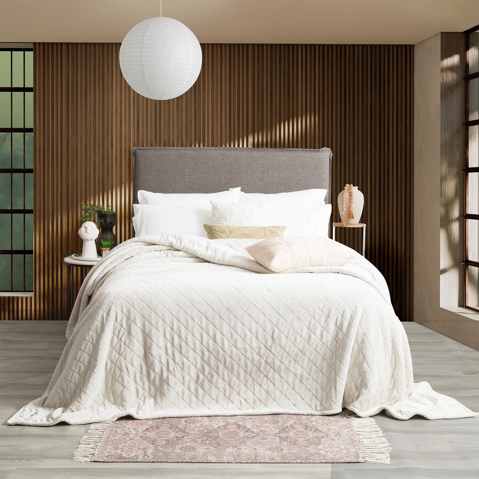 Renee Taylor Heston 480 GSM Ultra Soft Velvet Sherpa Blanket - SILVER LINE Renee Taylor