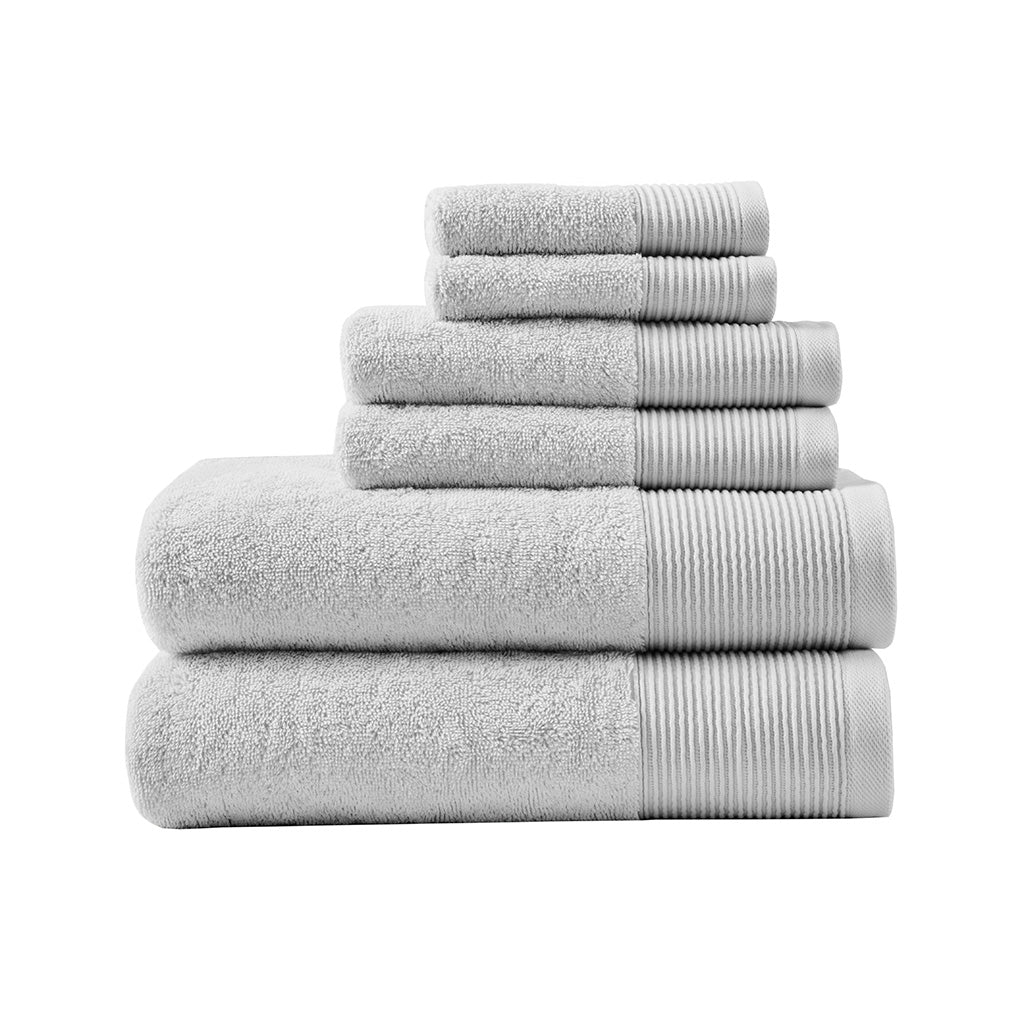 Cloud Linen Retreat Cotton Tencel Antimicrobial 6 Piece Towel Set  Grey Aquanova
