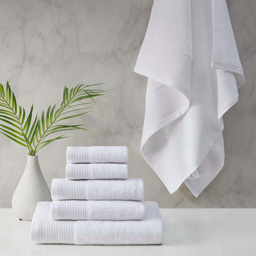 Cloud Linen Retreat Cotton Tencel Antimicrobial 6 Piece Towel Set White Cloud Linen