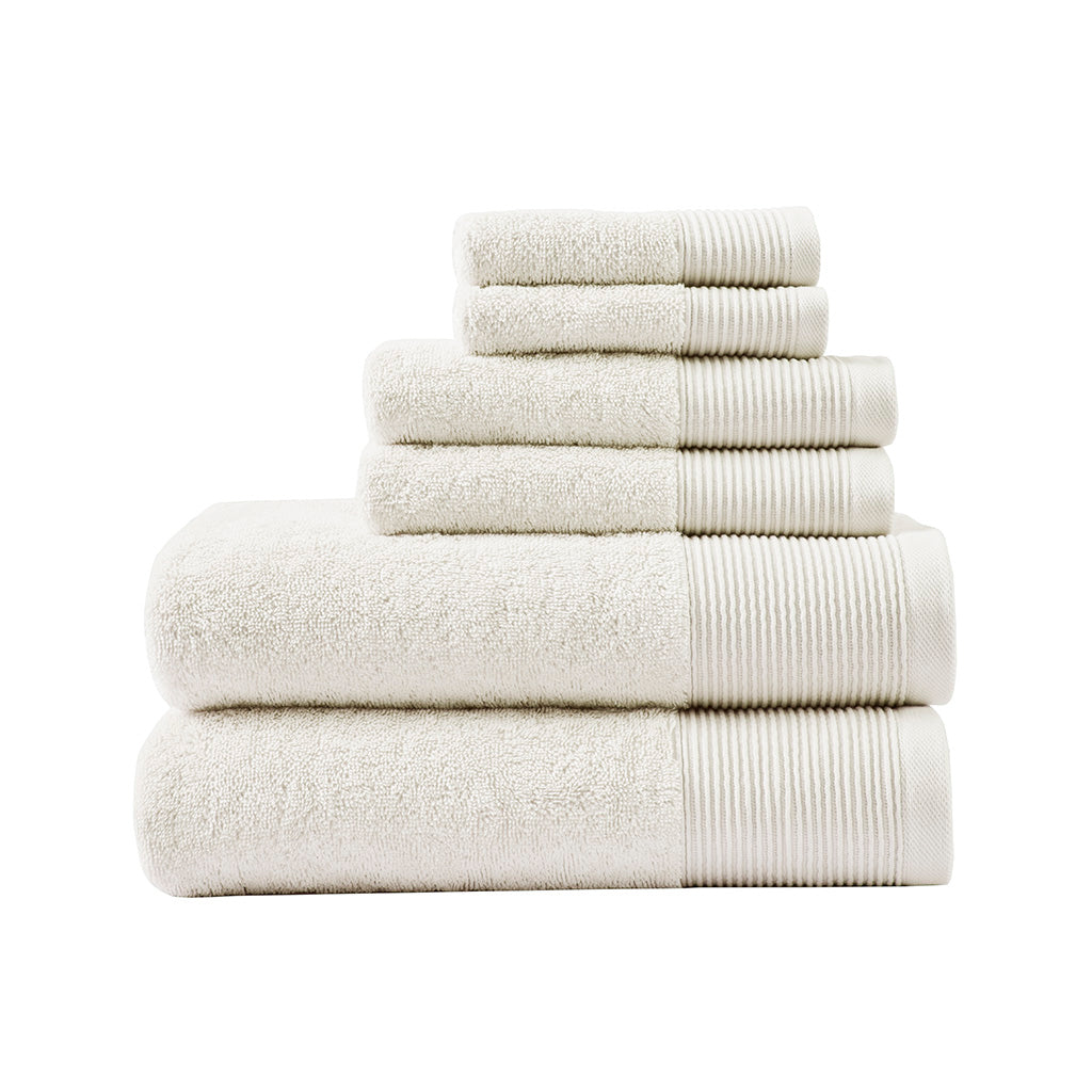 Cloud Linen Retreat Cotton Tencel Antimicrobial 6 Piece Towel Set Ivory Cloud Linen