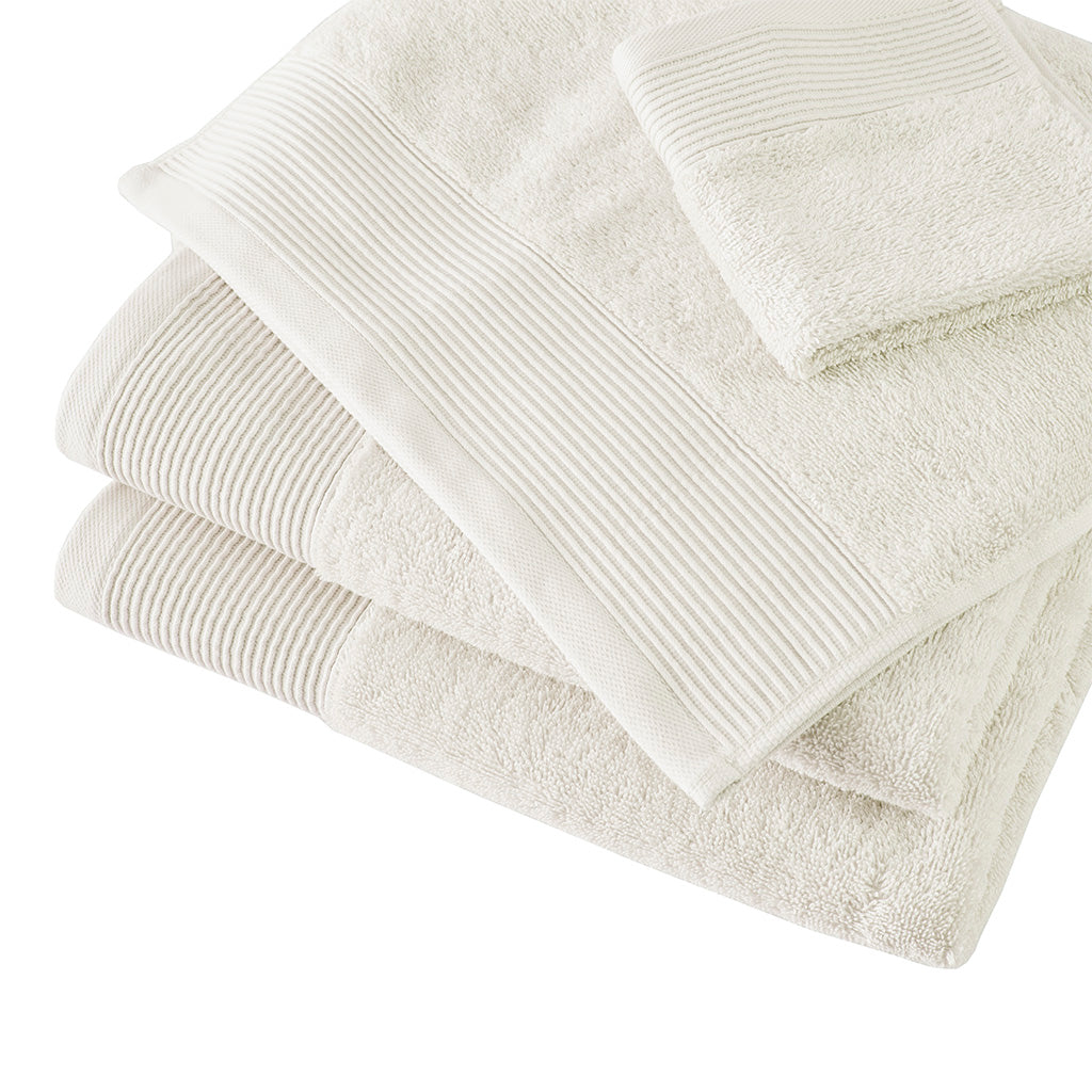 Cloud Linen Retreat Cotton Tencel Antimicrobial 6 Piece Towel Set Ivory Cloud Linen