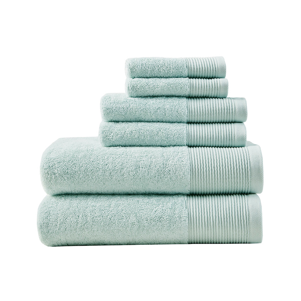 Cloud Linen Retreat Cotton Tencel Antimicrobial 6 Piece Towel Set Seafoam Cloud Linen