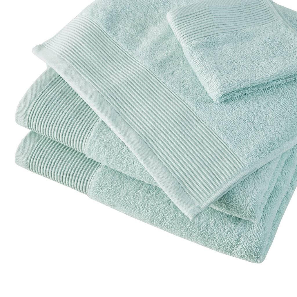 Cloud Linen Retreat Cotton Tencel Antimicrobial 6 Piece Towel Set Seafoam Cloud Linen