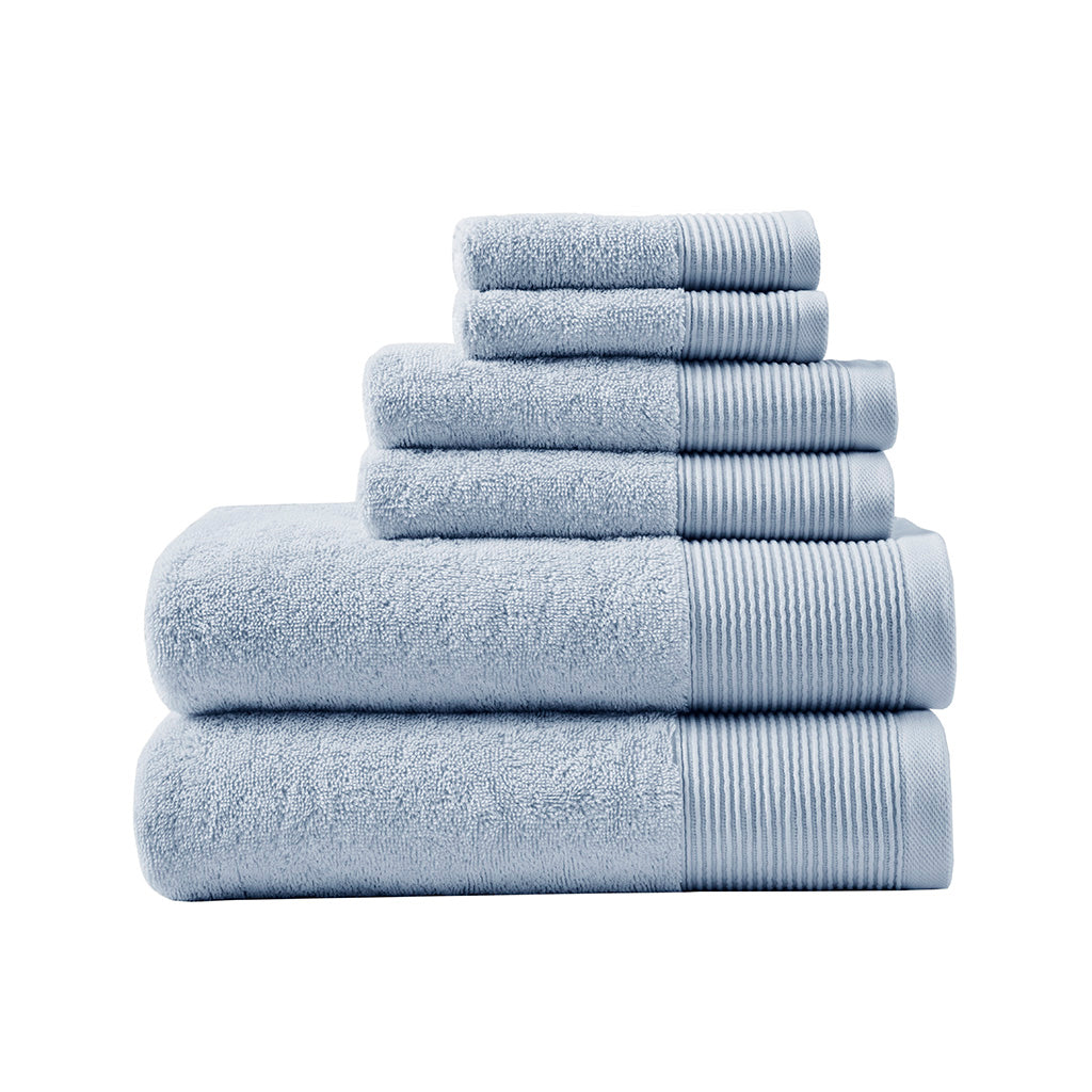 Cloud Linen Retreat Cotton Tencel Antimicrobial 6 Piece Towel Set Blue Cloud Linen