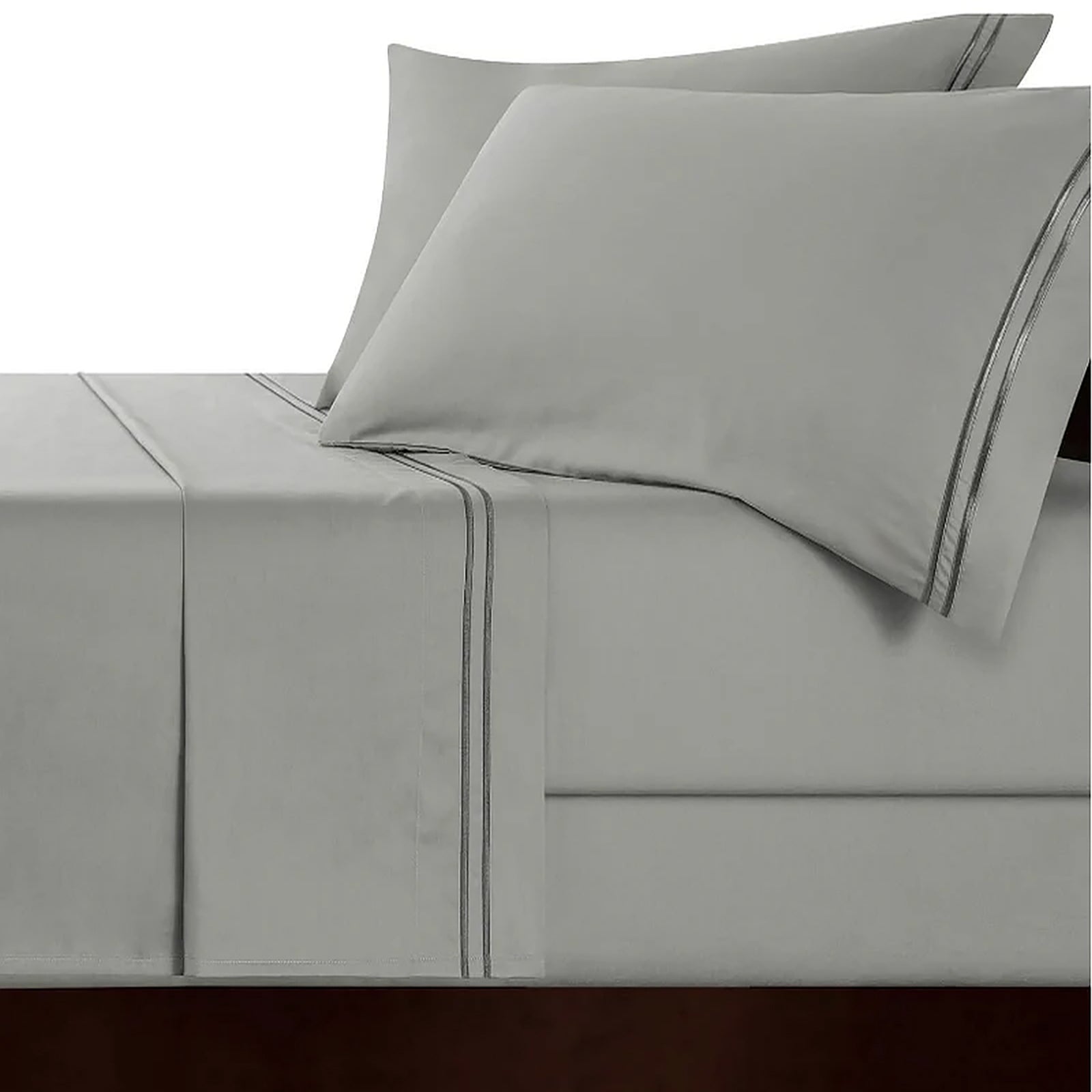 Renee Taylor Strada Embroidered 1000 TC Egyptian Cotton Sheet Sets - Silver Charcoal Renee Taylor