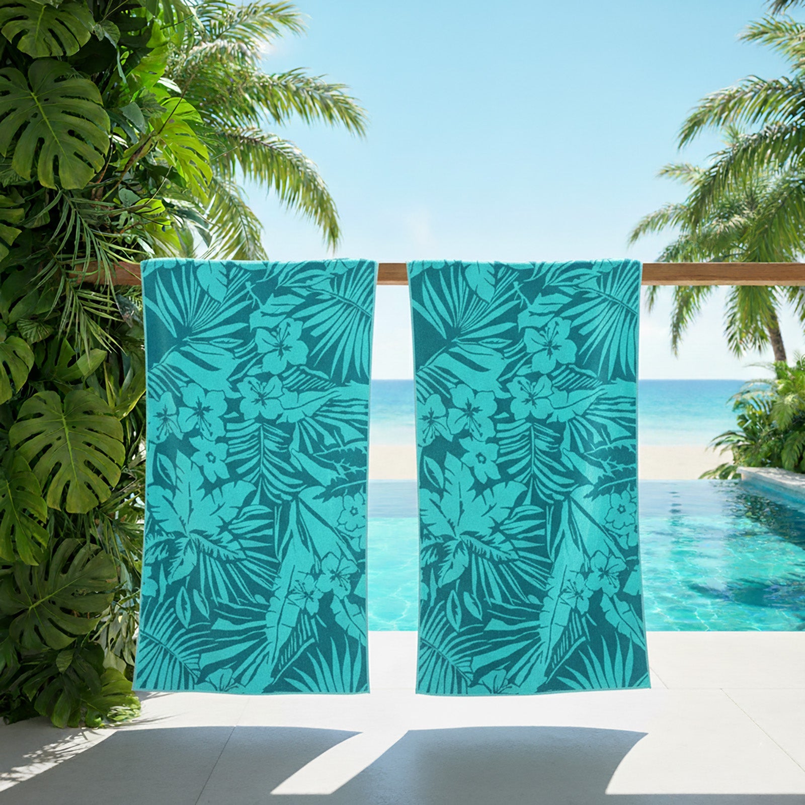 Renee Taylor 2 Pack Jacquard Velour Large Beach Towel 100 x 180 cms Renee Taylor
