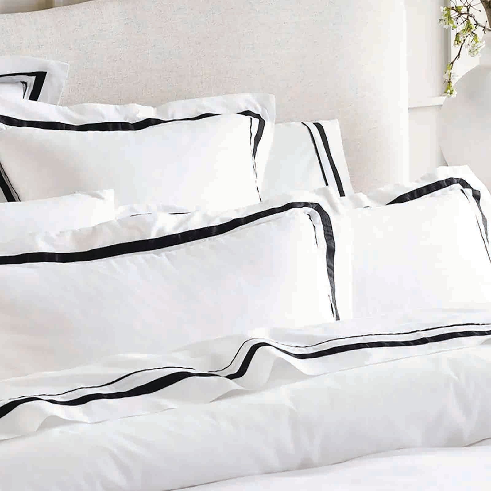 Renee Taylor Cloud 1000 TC Egyptian Cotton Quilt Cover Sets - White Charcoal Renee Taylor