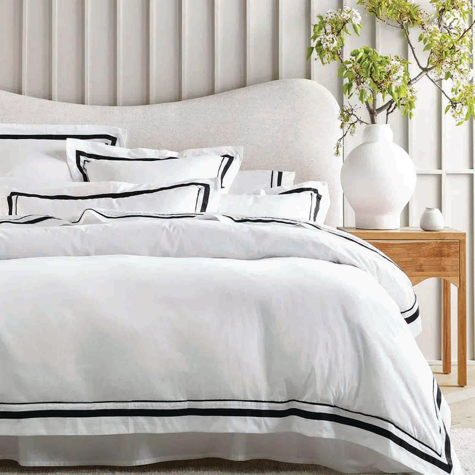 Renee Taylor Cloud 1000 TC Egyptian Cotton Quilt Cover Sets - White Charcoal Renee Taylor