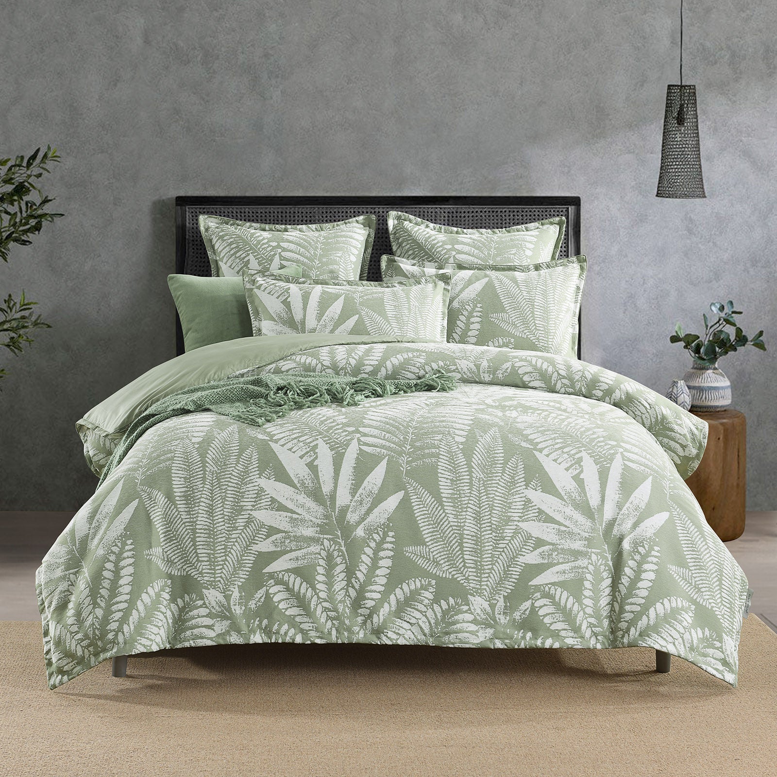 Renee Taylor Atlantis Jacquard Quilt Cover Set - Sage Renee Taylor
