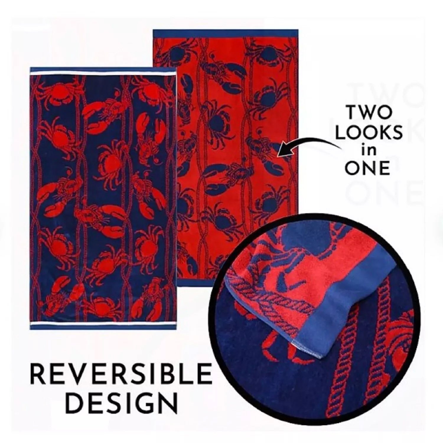 Renee Taylor 2 Pack Jacquard Velour Large Beach Towel 100 x 180 cms Fresh Catch Renee Taylor