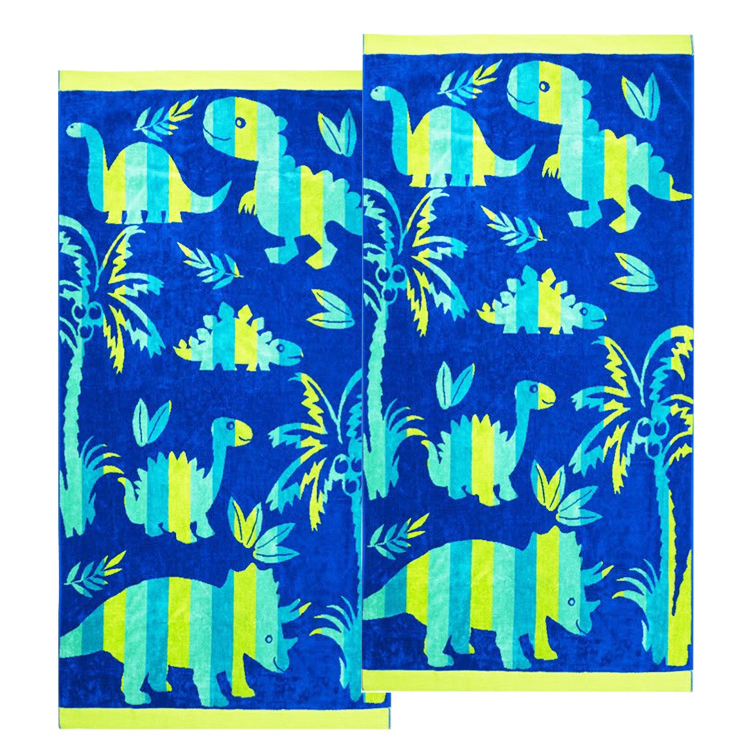 Renee Taylor 2 Pack Jacquard Velour Kids Beach Towel 75 x 150 cms Dinosaur Renee Taylor
