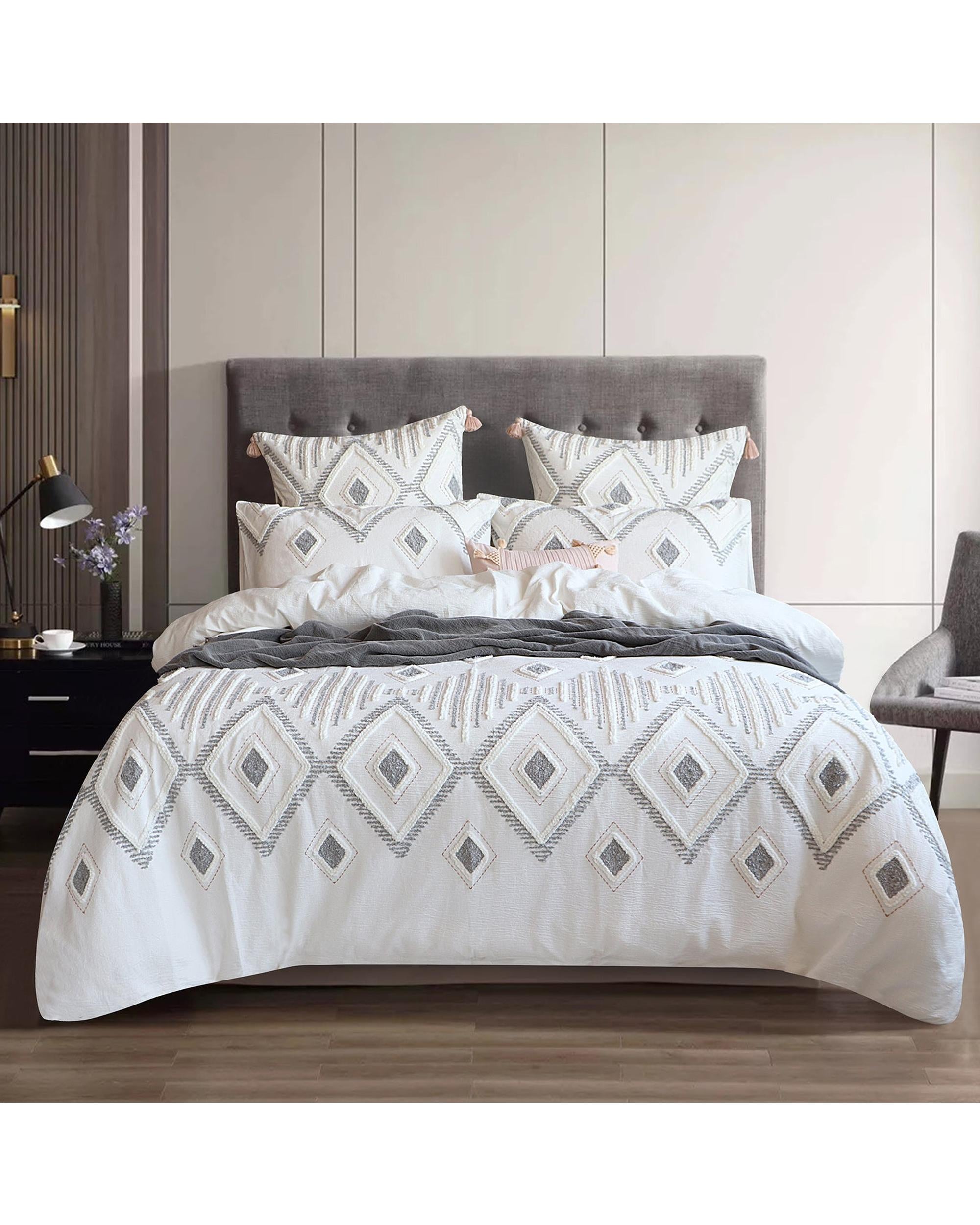 Renee Taylor Zuma Stone Washed Tufted Quilt Cover Set Renee Taylor