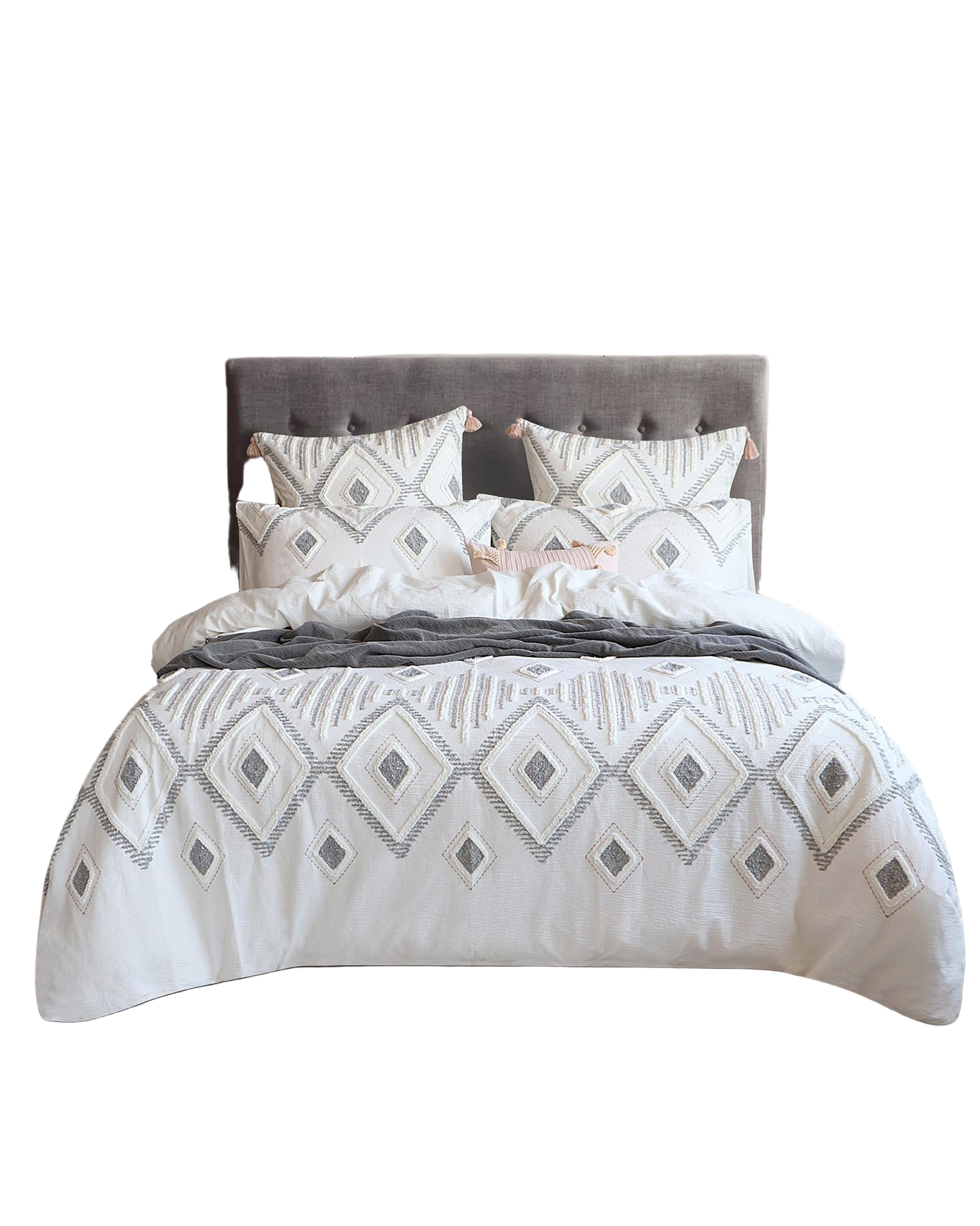 Renee Taylor Zuma Stone Washed Tufted Quilt Cover Set Renee Taylor