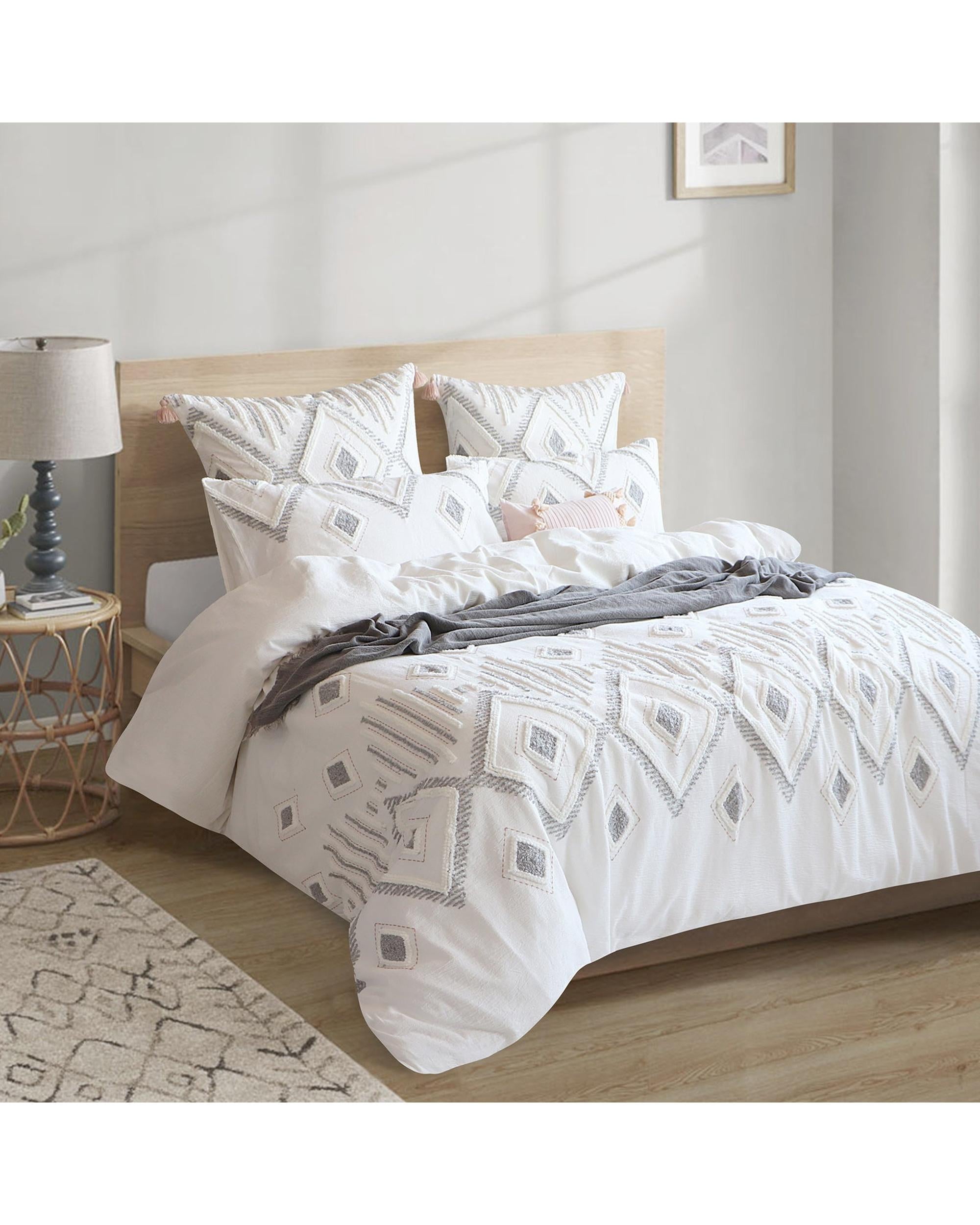 Renee Taylor Zuma Stone Washed Tufted Quilt Cover Set Renee Taylor