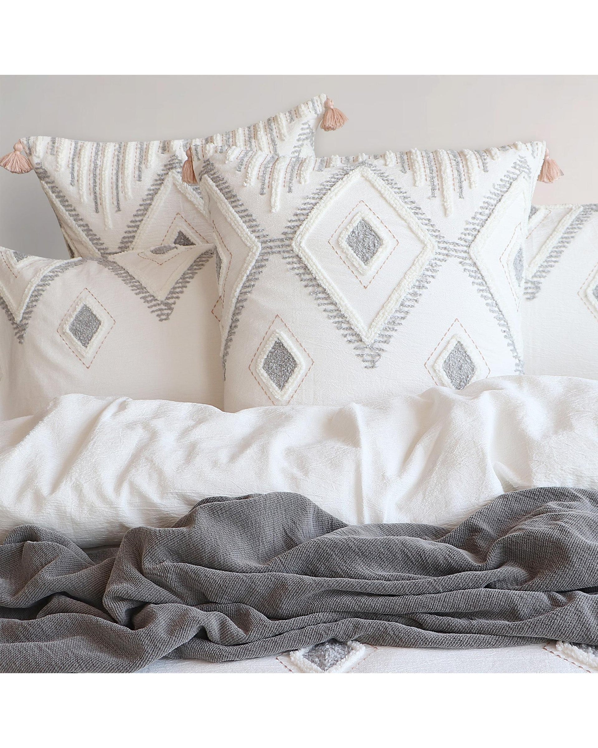 Renee Taylor Zuma Stone Washed Tufted Quilt Cover Set Renee Taylor