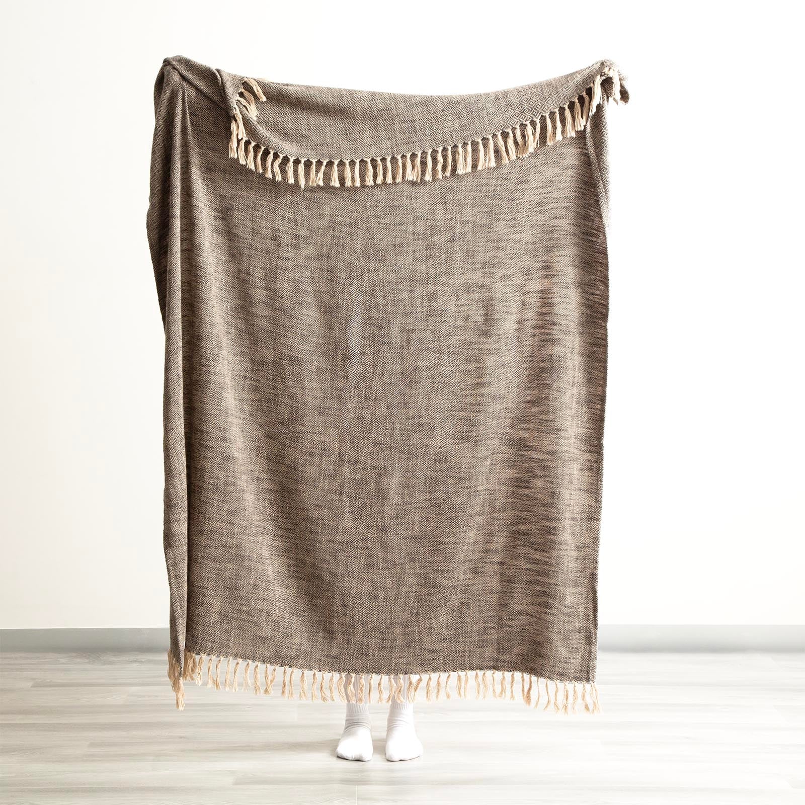 Surrey Chevron Yarn-Dyed Throw 130 x 170 Cms Coal