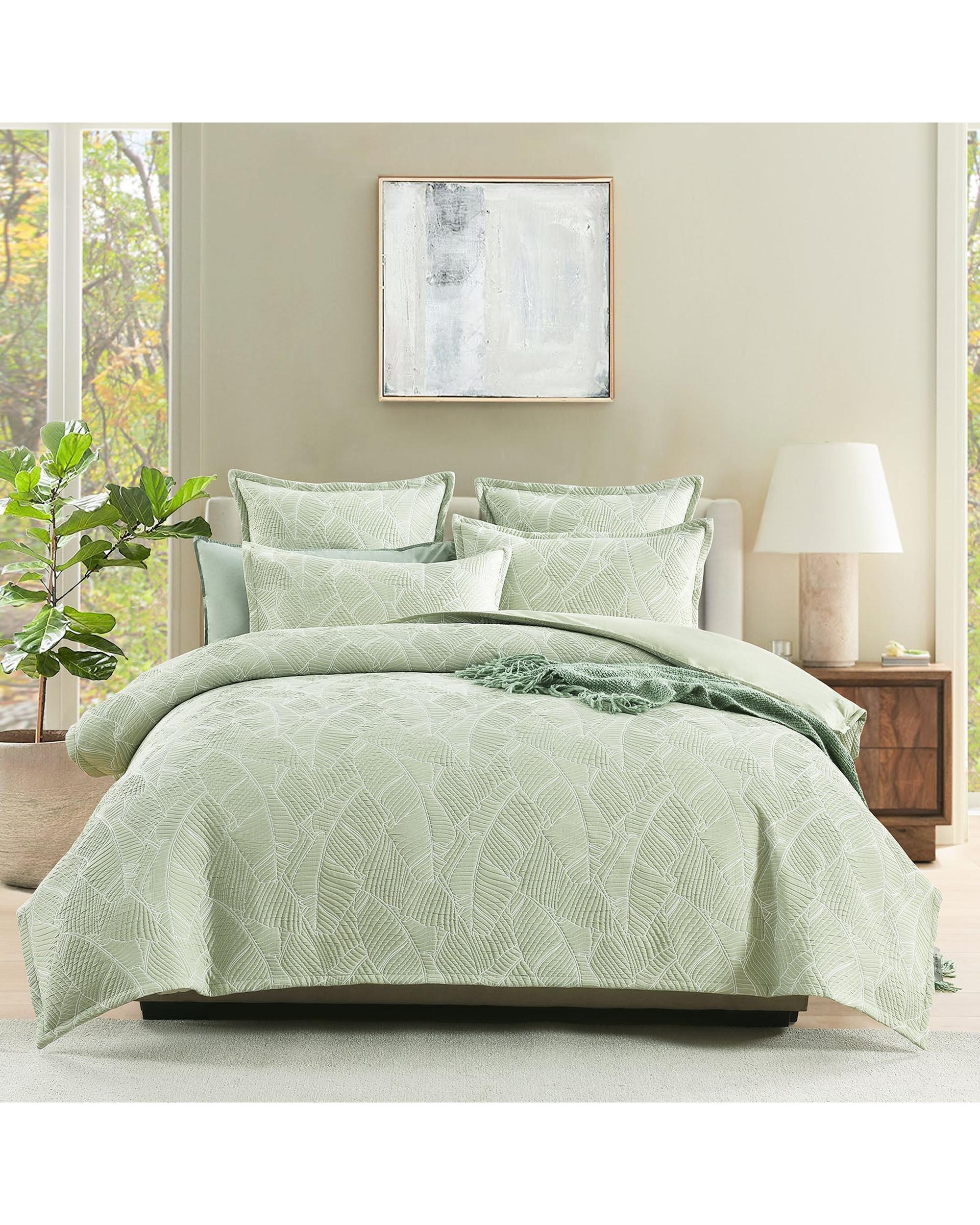 Renee Taylor Woods Jacquard Quilt Cover Set - Sage Renee Taylor