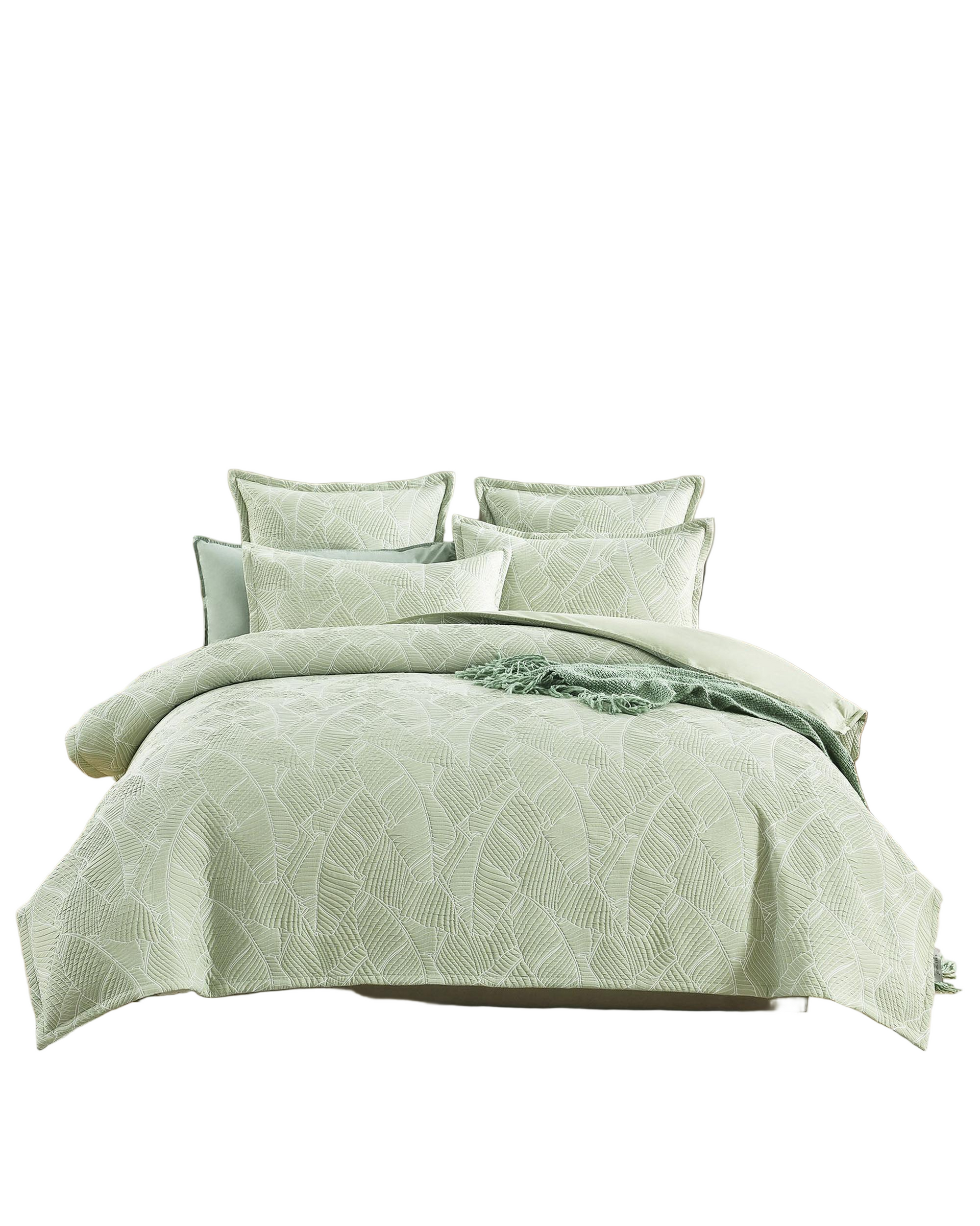 Renee Taylor Woods Jacquard Quilt Cover Set - Sage Renee Taylor