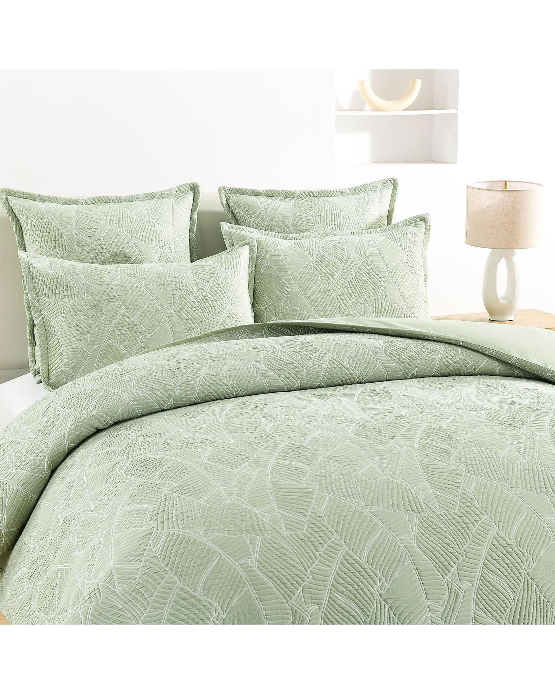 Renee Taylor Woods Jacquard Quilt Cover Set - Sage Renee Taylor