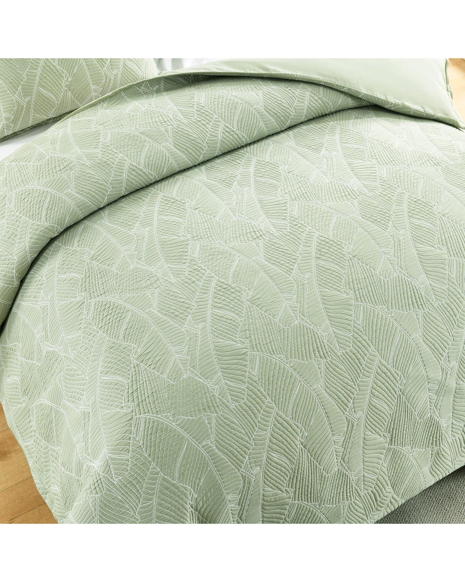 Renee Taylor Woods Jacquard Quilt Cover Set - Sage Renee Taylor