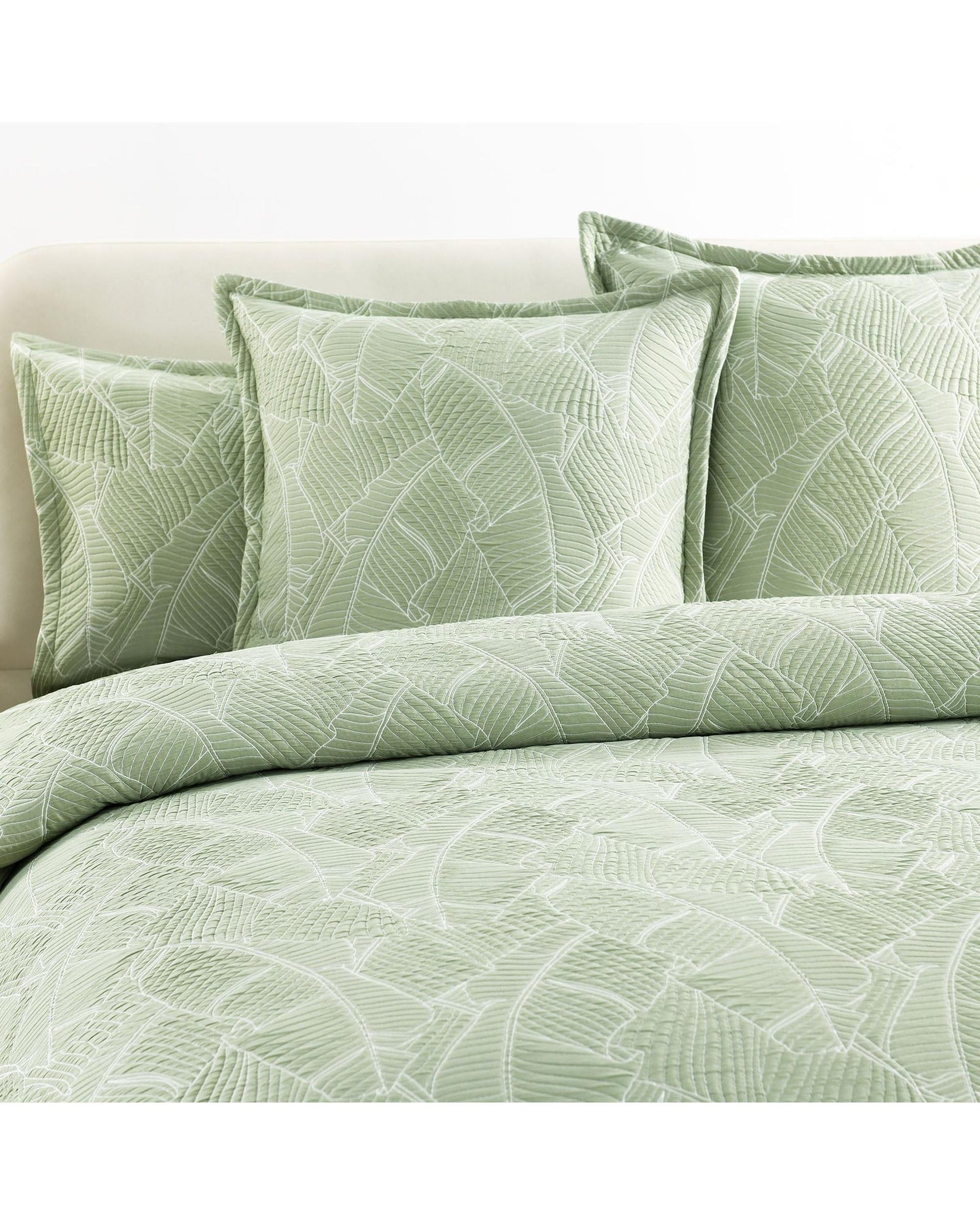 Renee Taylor Woods Jacquard Quilt Cover Set - Sage Renee Taylor