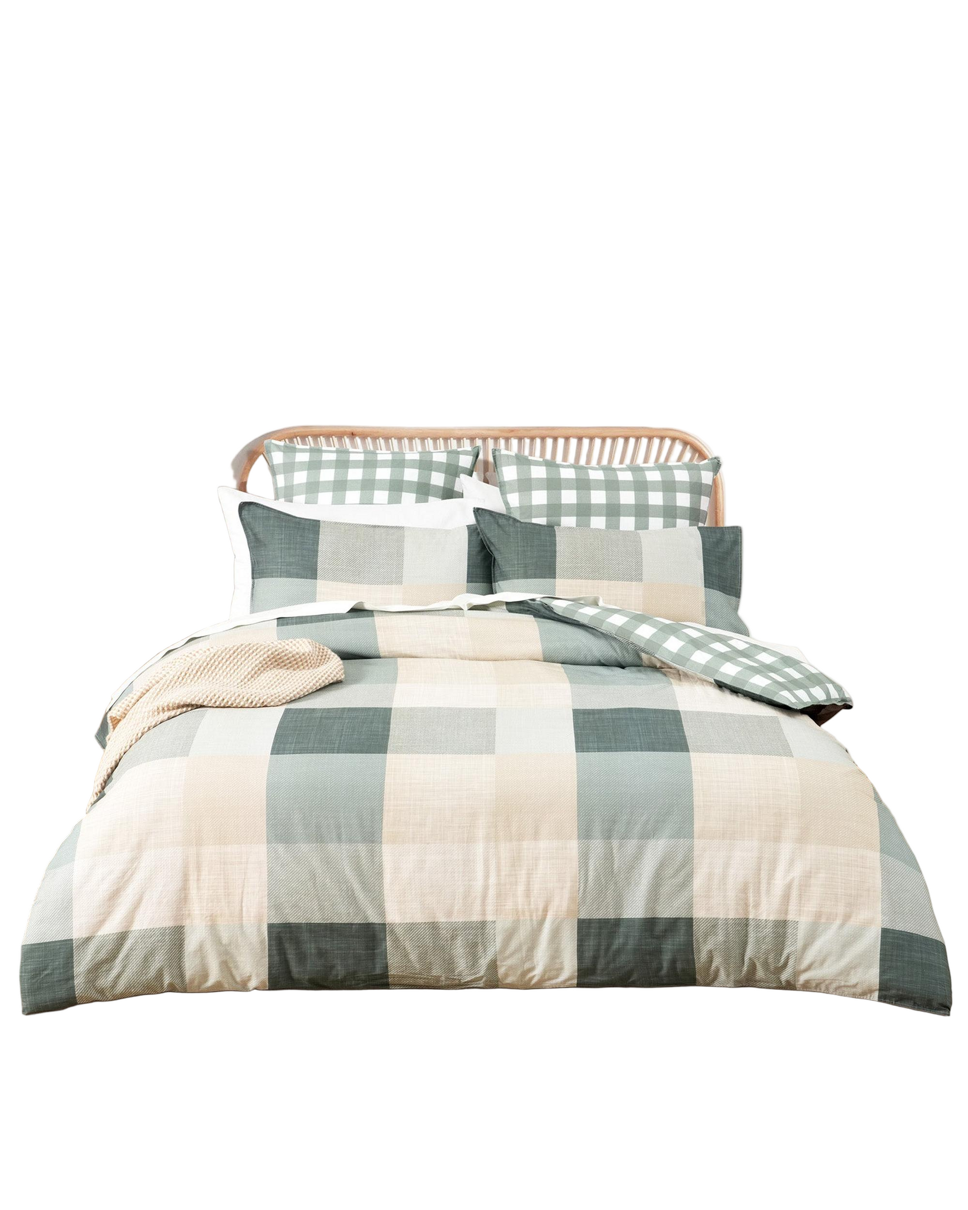 Renee Taylor 300 TC Cotton Reversible Quilt Cover Sets - Cooper Checks Renee Taylor