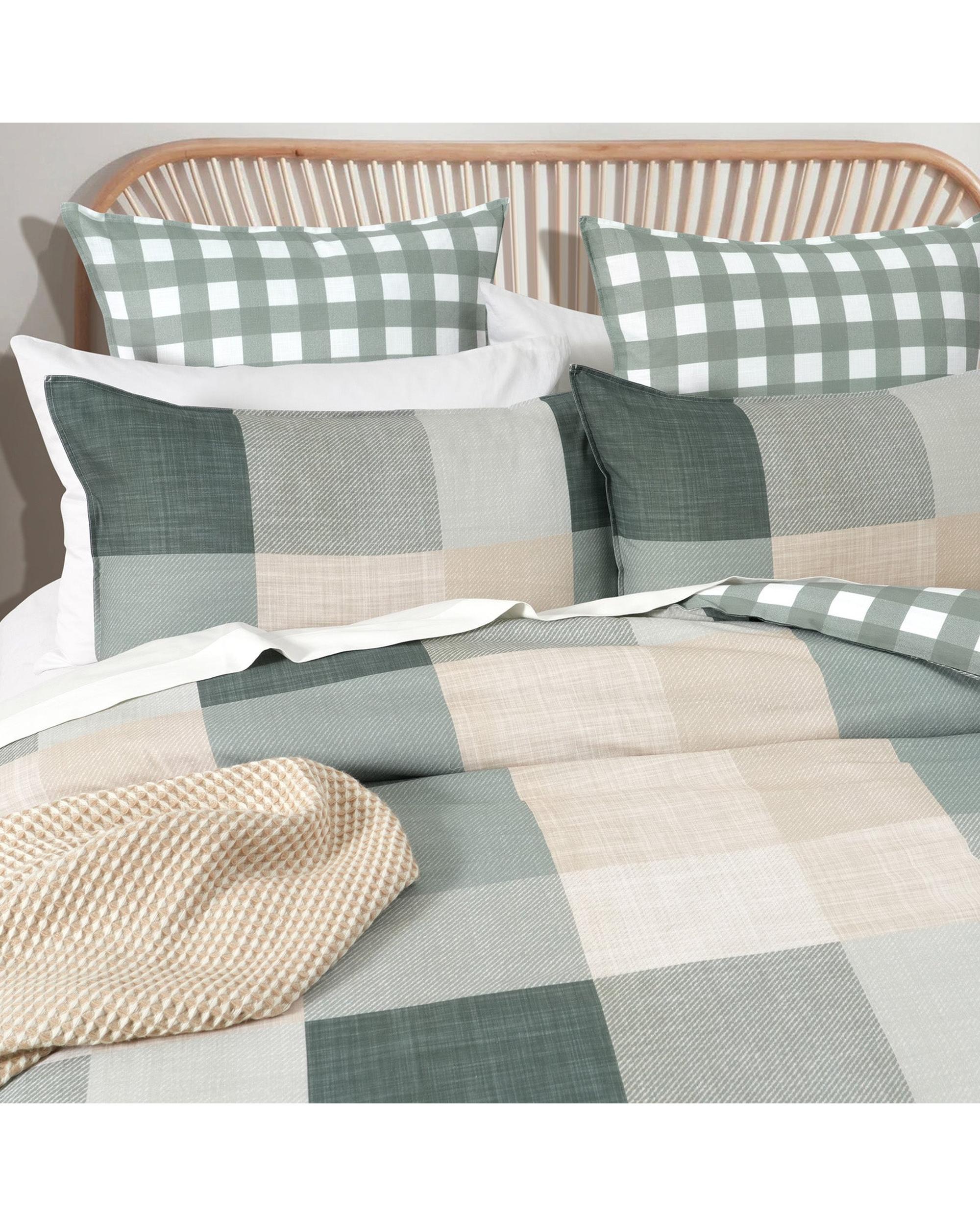 Renee Taylor 300 TC Cotton Reversible Quilt Cover Sets - Cooper Checks Renee Taylor