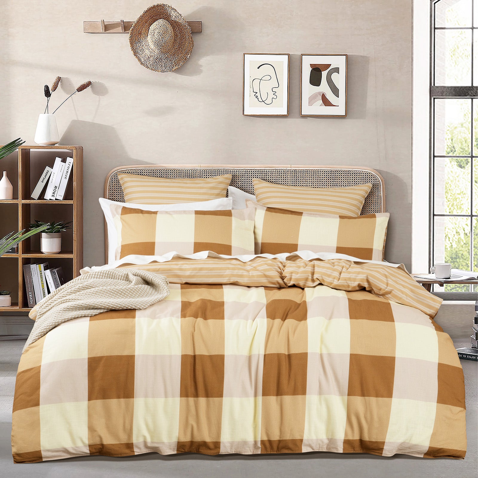 Renee Taylor 300 TC Cotton Reversible Quilt Cover Sets - Berlin Checks Renee Taylor